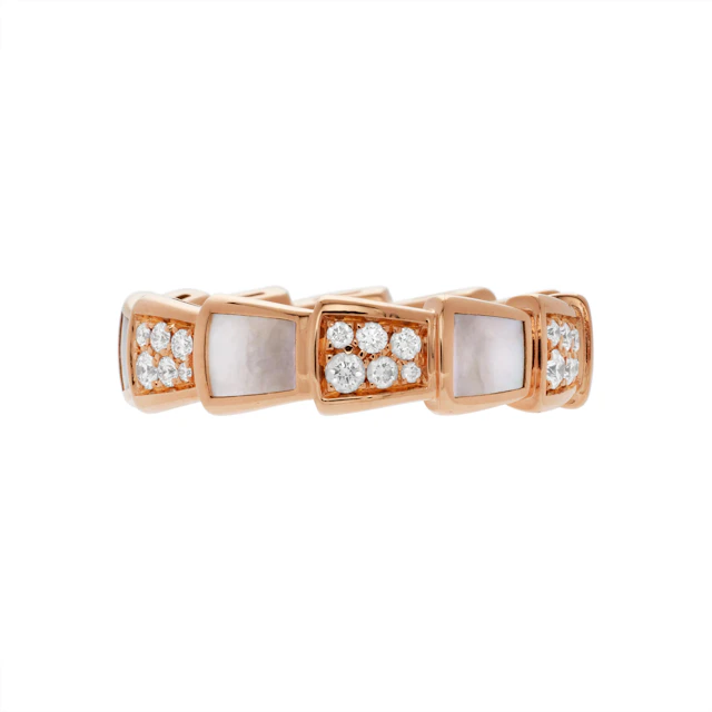 Rose Gold, Diamond and Mother of Pearl Serpenti Viper Ring