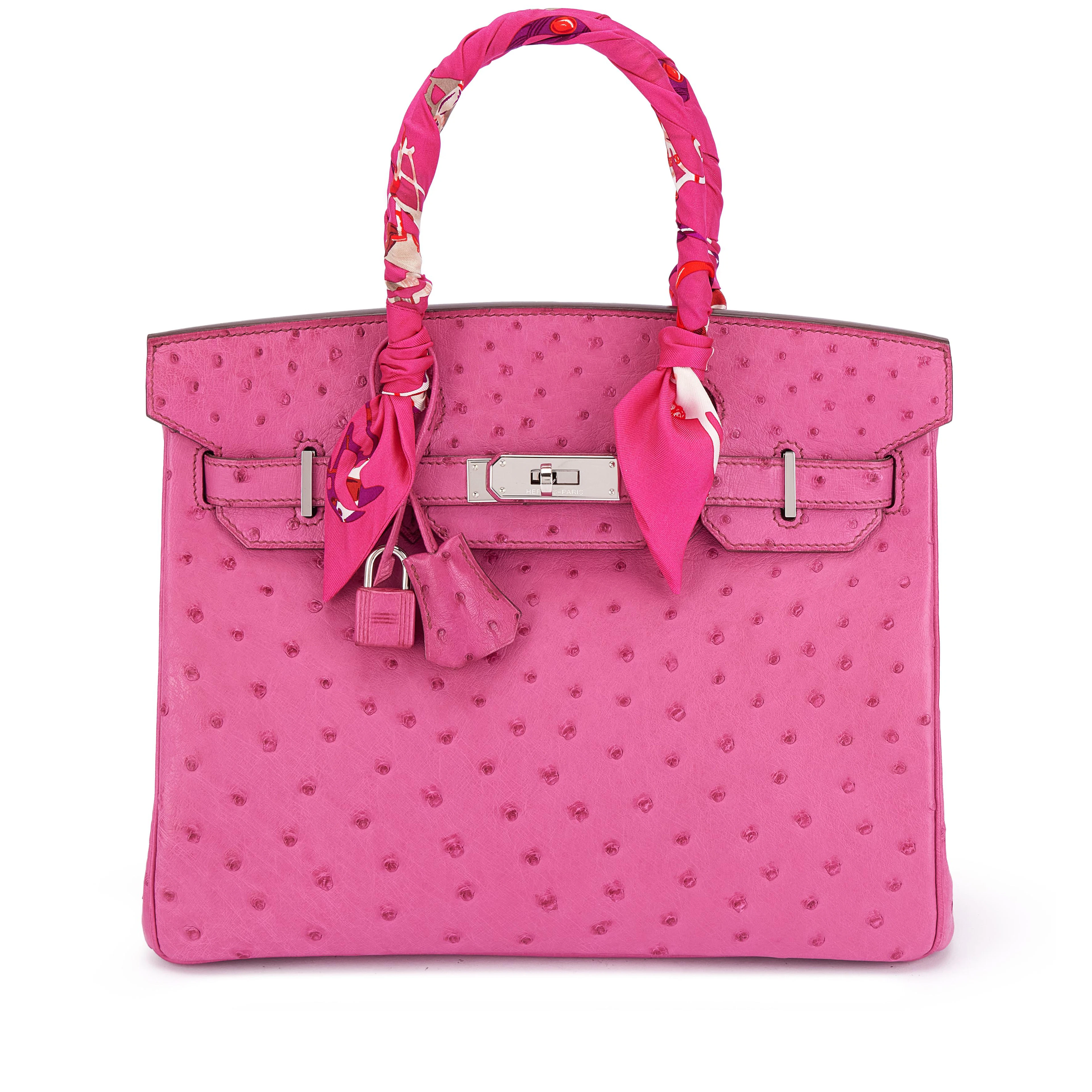 Fuchsia Ostrich Birkin 30 Palladium Hardware, 2007