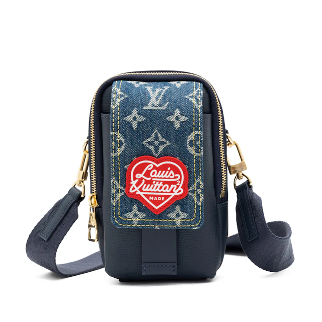 Virgil Abloh NIGO Blue Monogram Denim & Leather Flat Double Phone