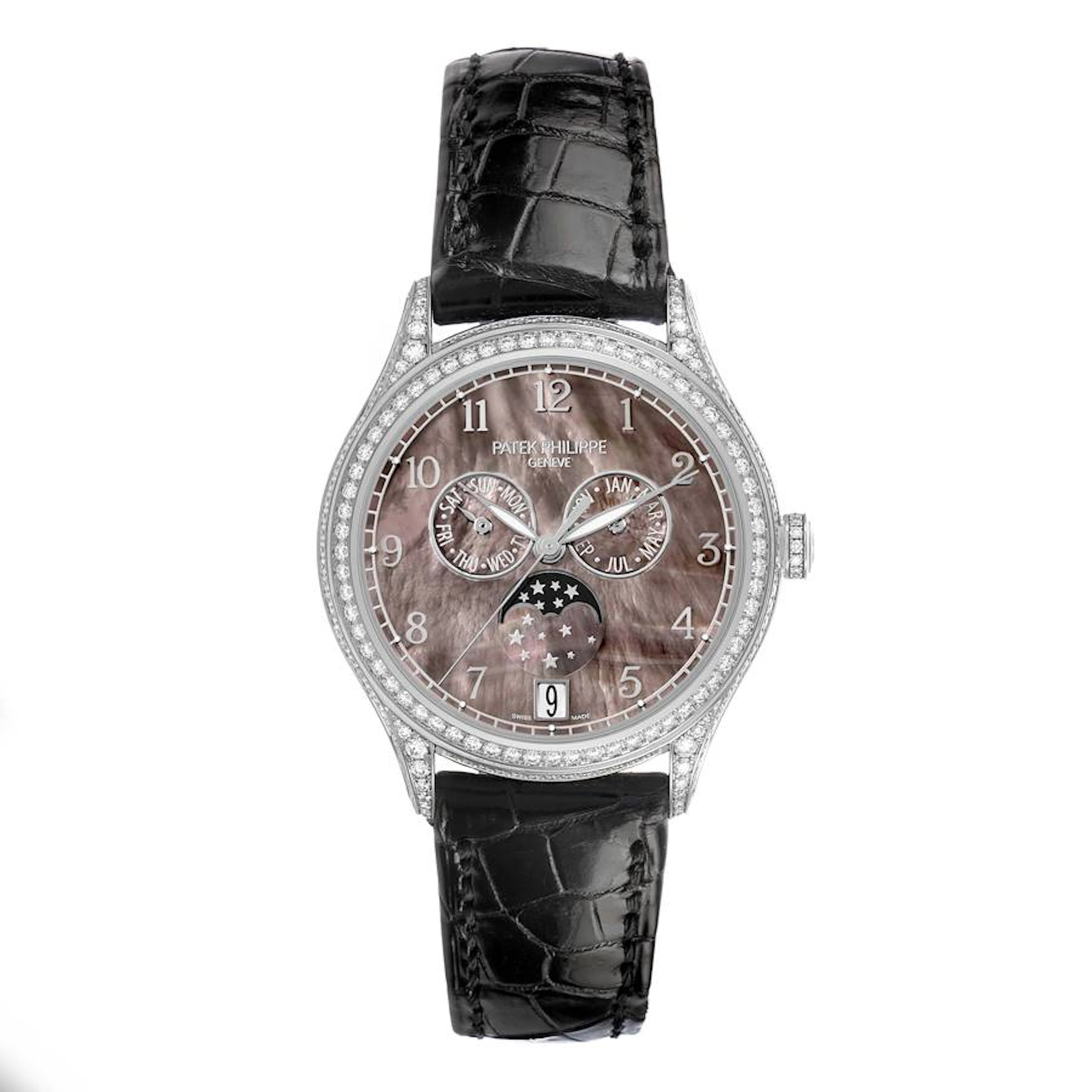 Complications (Reference 4948G). A 38mm white gold diamond-set automatic