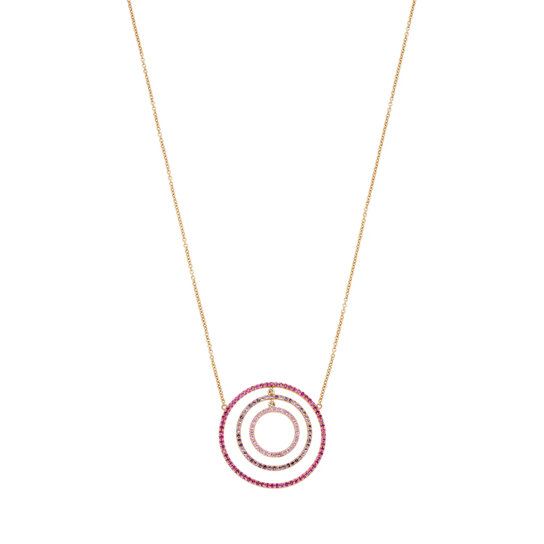 Rose Gold, Pink Sapphire and Amethyst Pendant Necklace