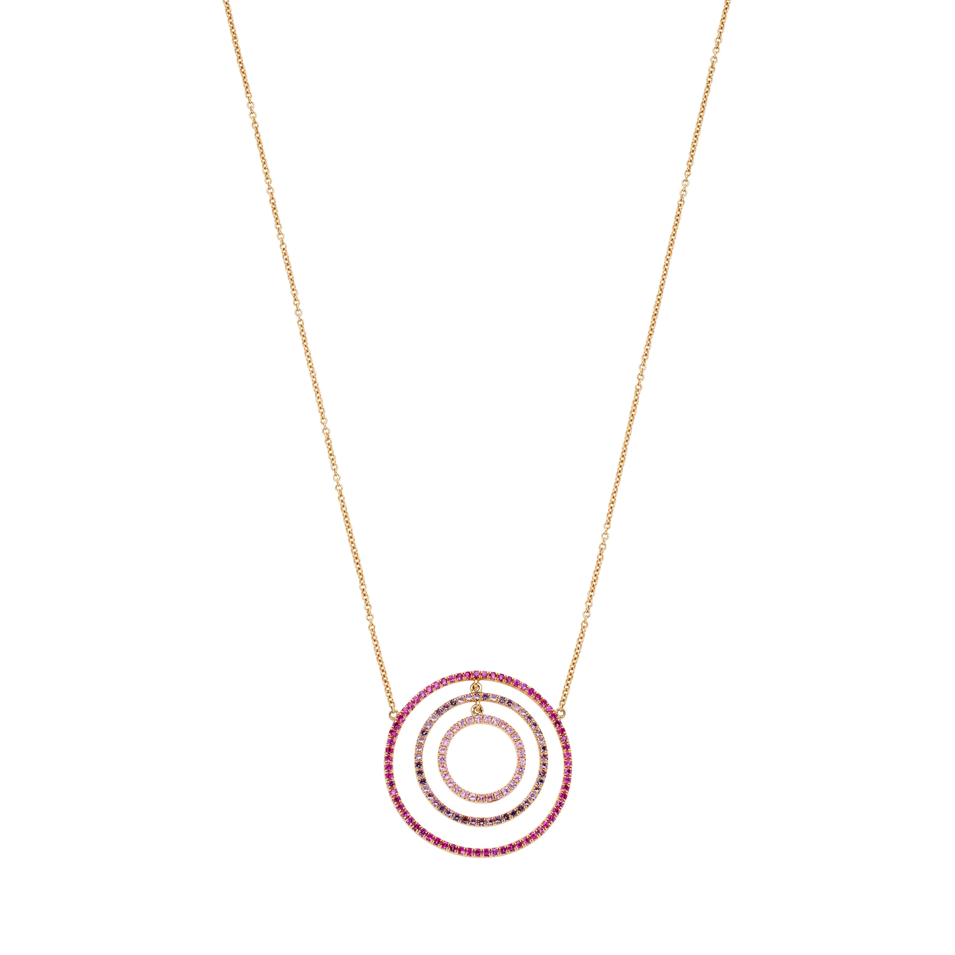 Rose Gold, Pink Sapphire and Amethyst Pendant Necklace