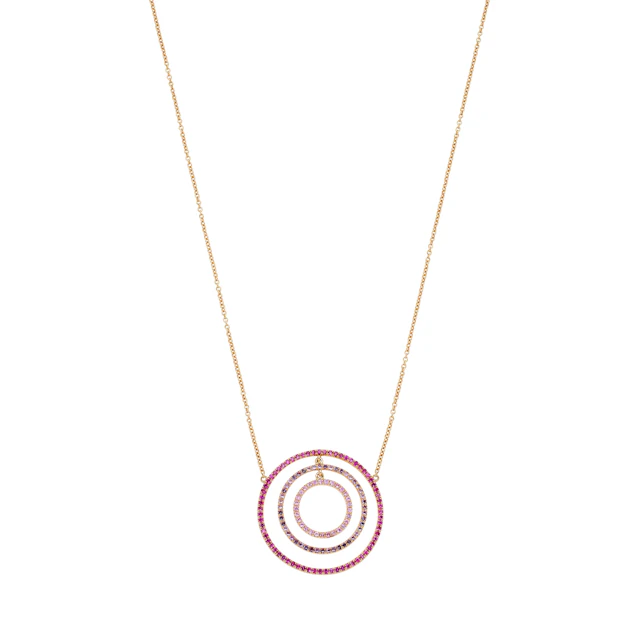 Rose Gold, Pink Sapphire and Amethyst Pendant Necklace