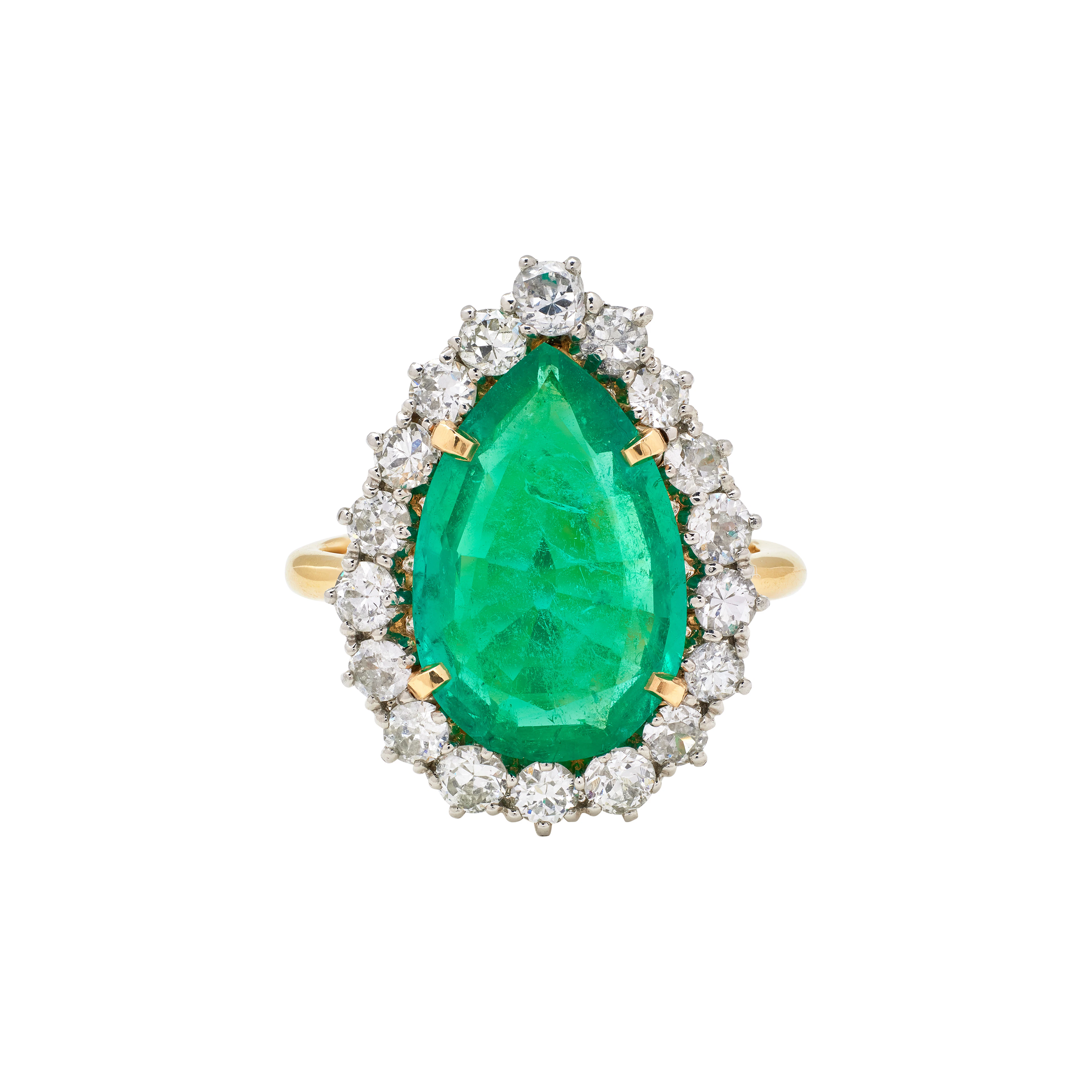 Gold, Platinum, 3.64ct Colombian Emerald and Diamond Ring