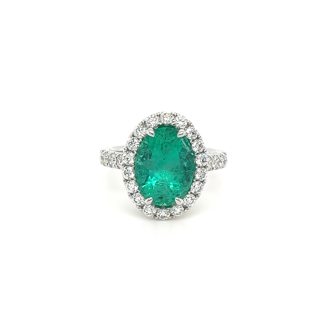 White Gold, 3.68ct Colombian Emerald and Diamond Ring