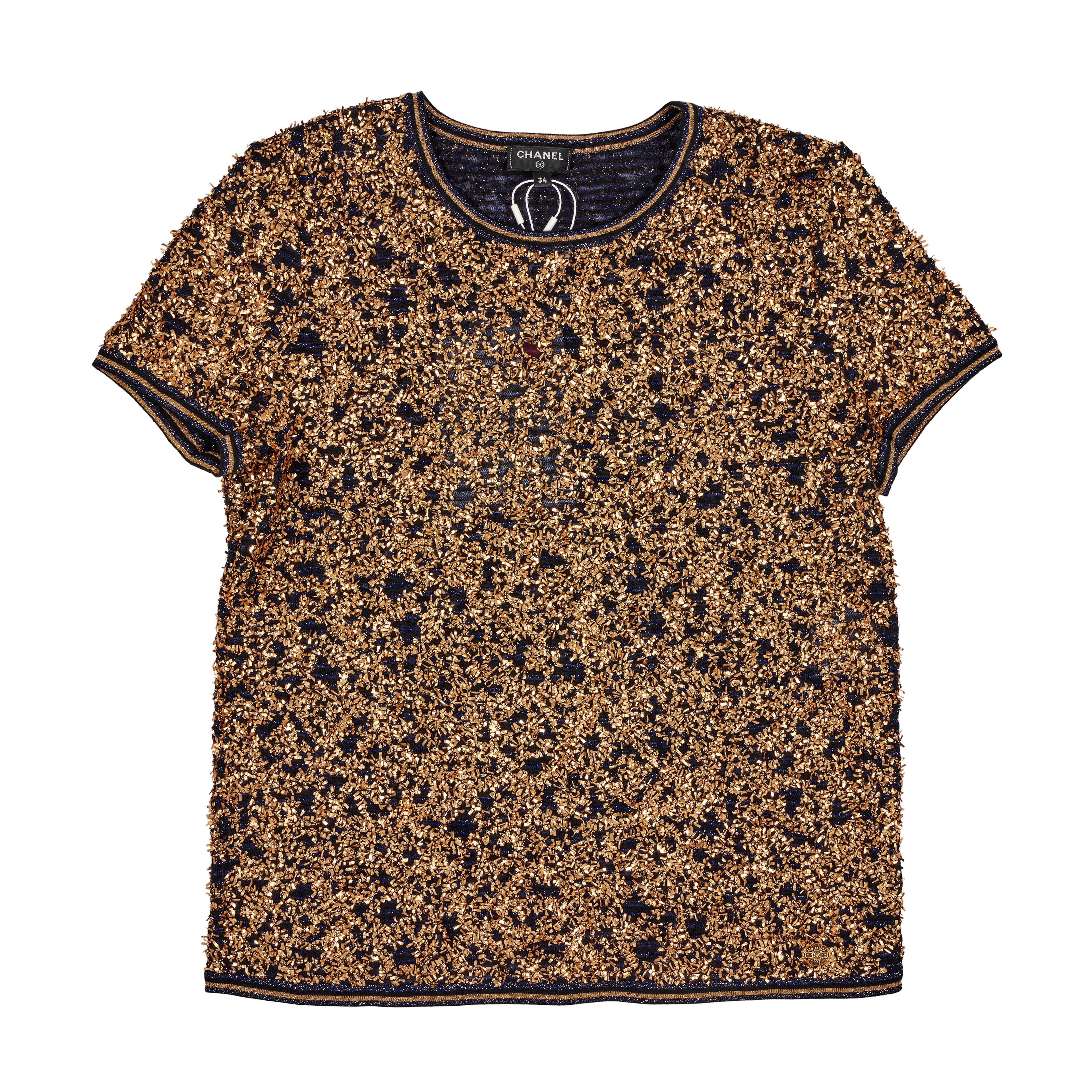 Black, Navy and Gold Appliqué Top, 2019