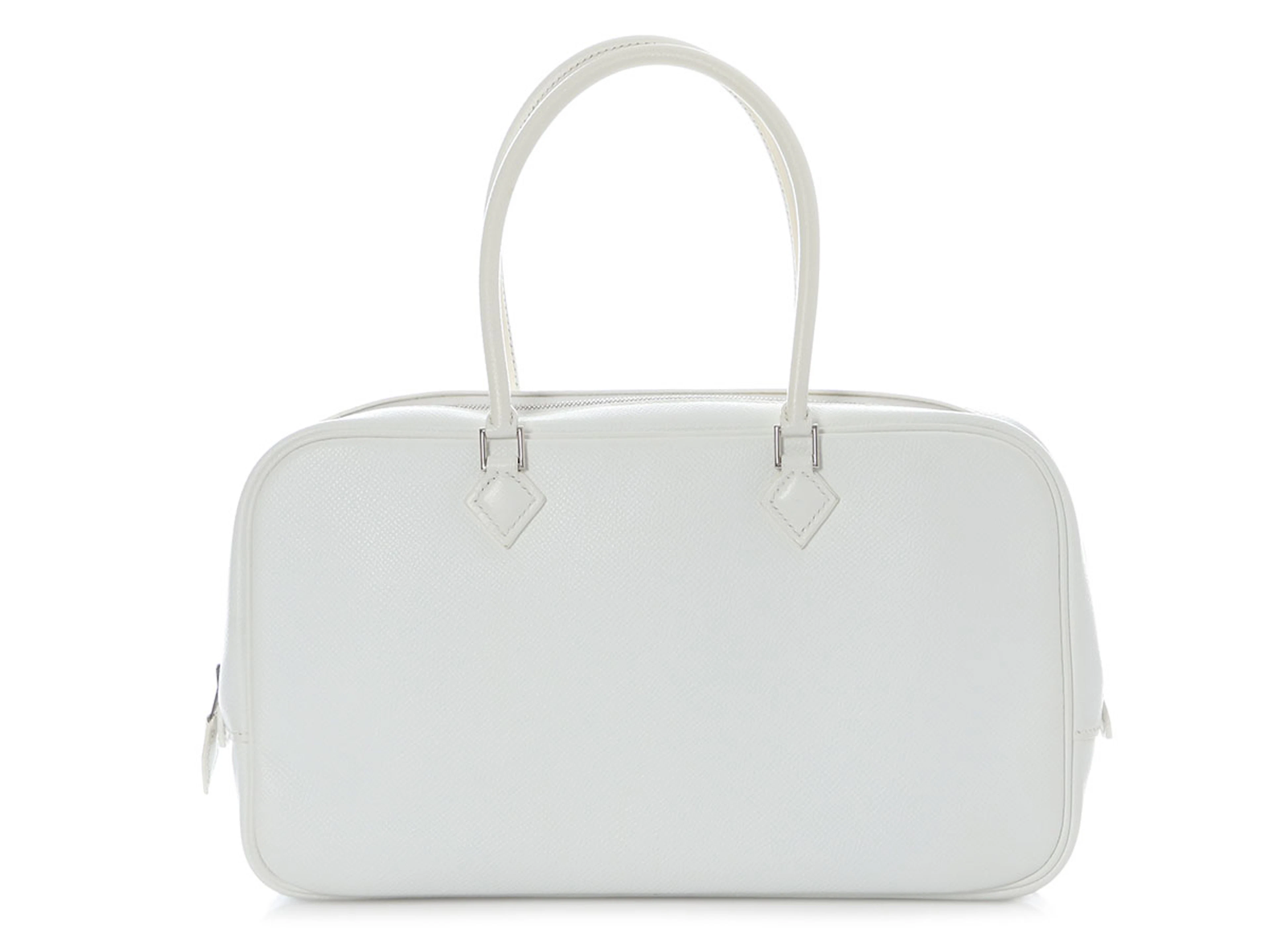 White Epsom Plume Elan 28 Palladium Hardware, 2013