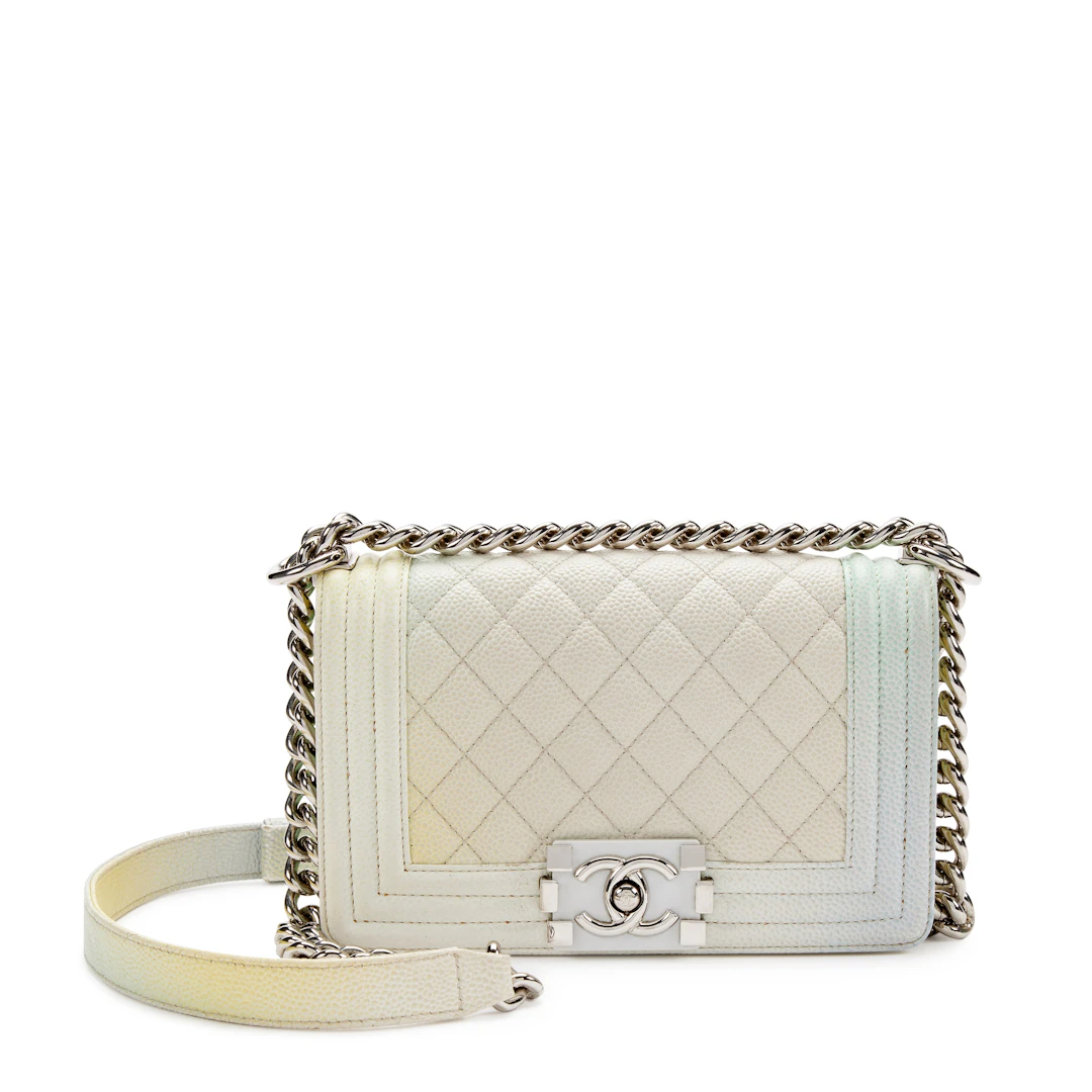 Rainbow Quilted Caviar Small Rainbow Boy Silver Hardware, 2018