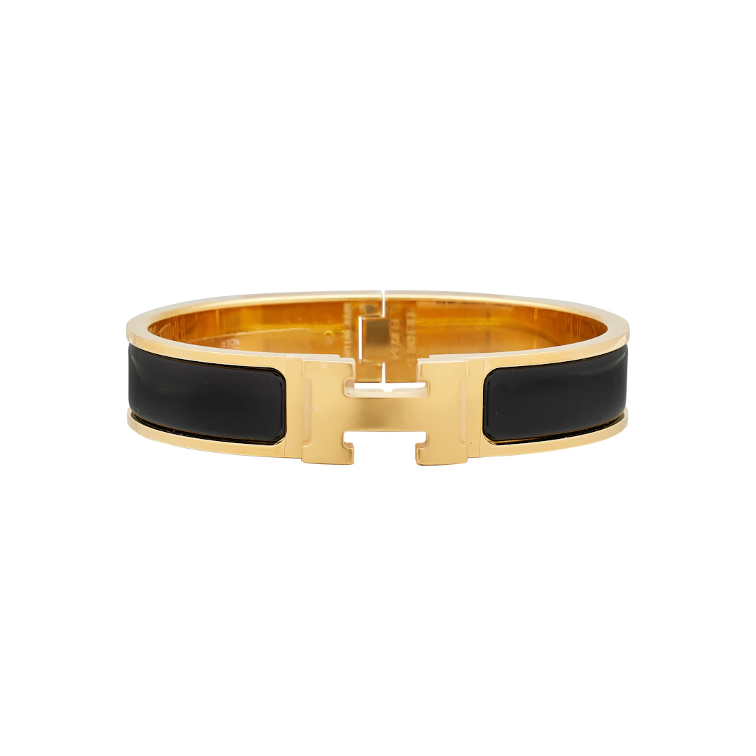 Black Enamel Clic Clac H Bracelet PM Gold Hardware