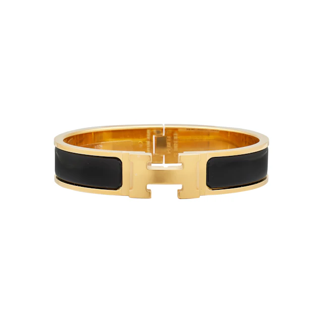 Black Enamel Clic Clac H Bracelet PM Gold Hardware