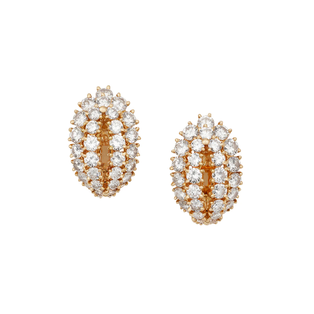 Gold and Diamond Bombe Earclips