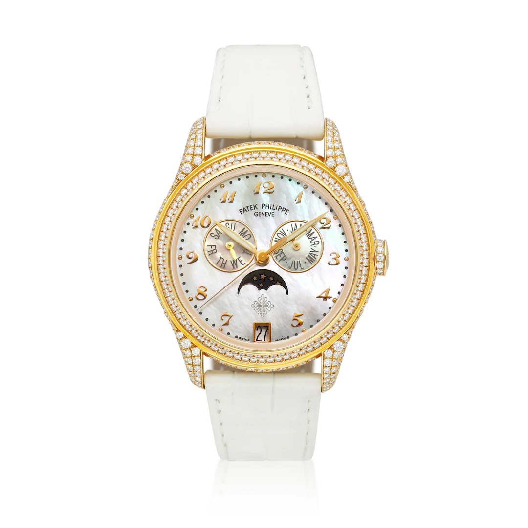 Complications (Reference 4937R). A 37mm rose gold diamond-set automatic