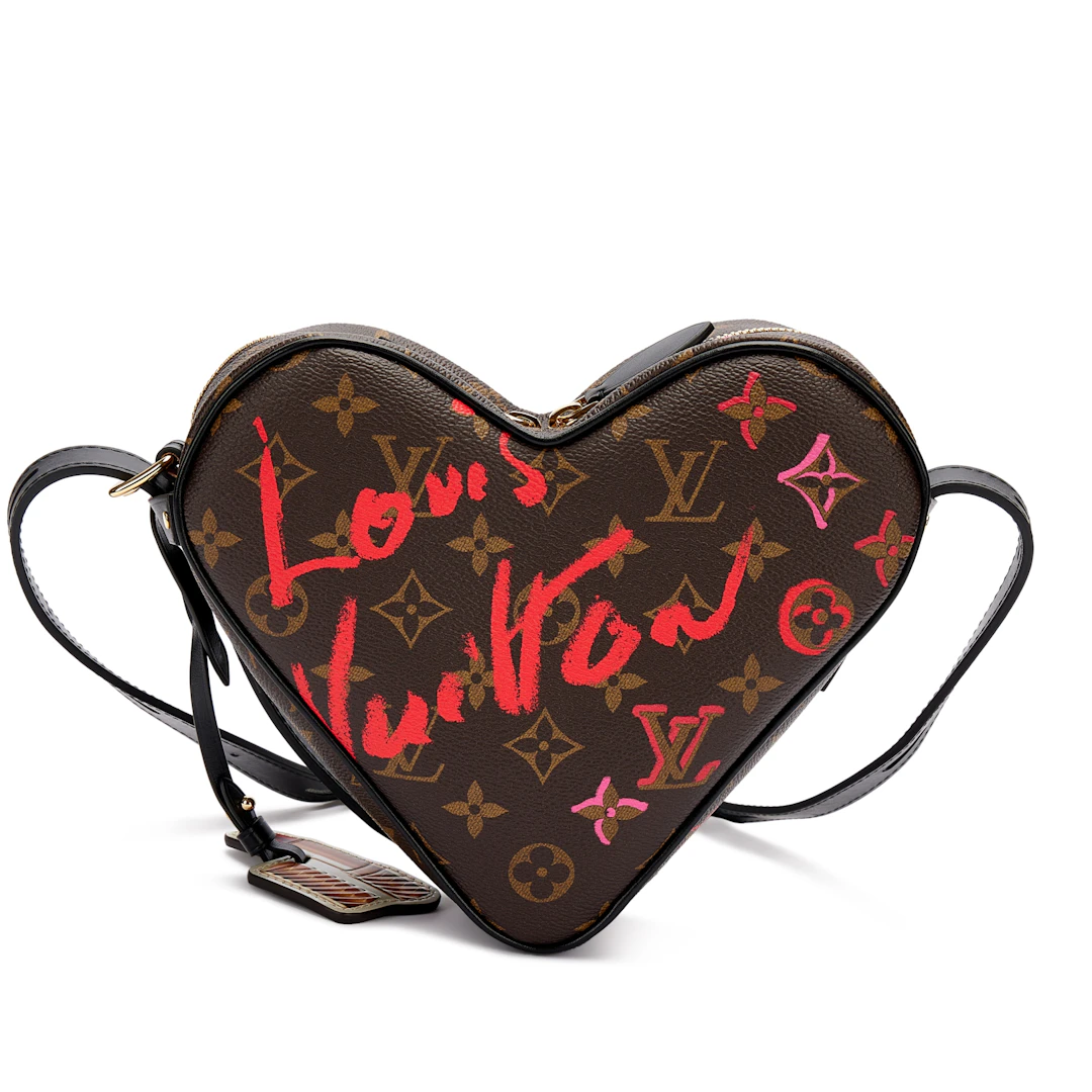 Brown, Red and Pink Monogram Coated Canvas Fall In Love Sac Coeur