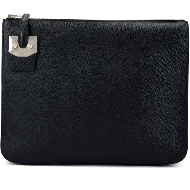 Black Epsom Cityhall Pouch Brushed Palladium Hardware, 2017