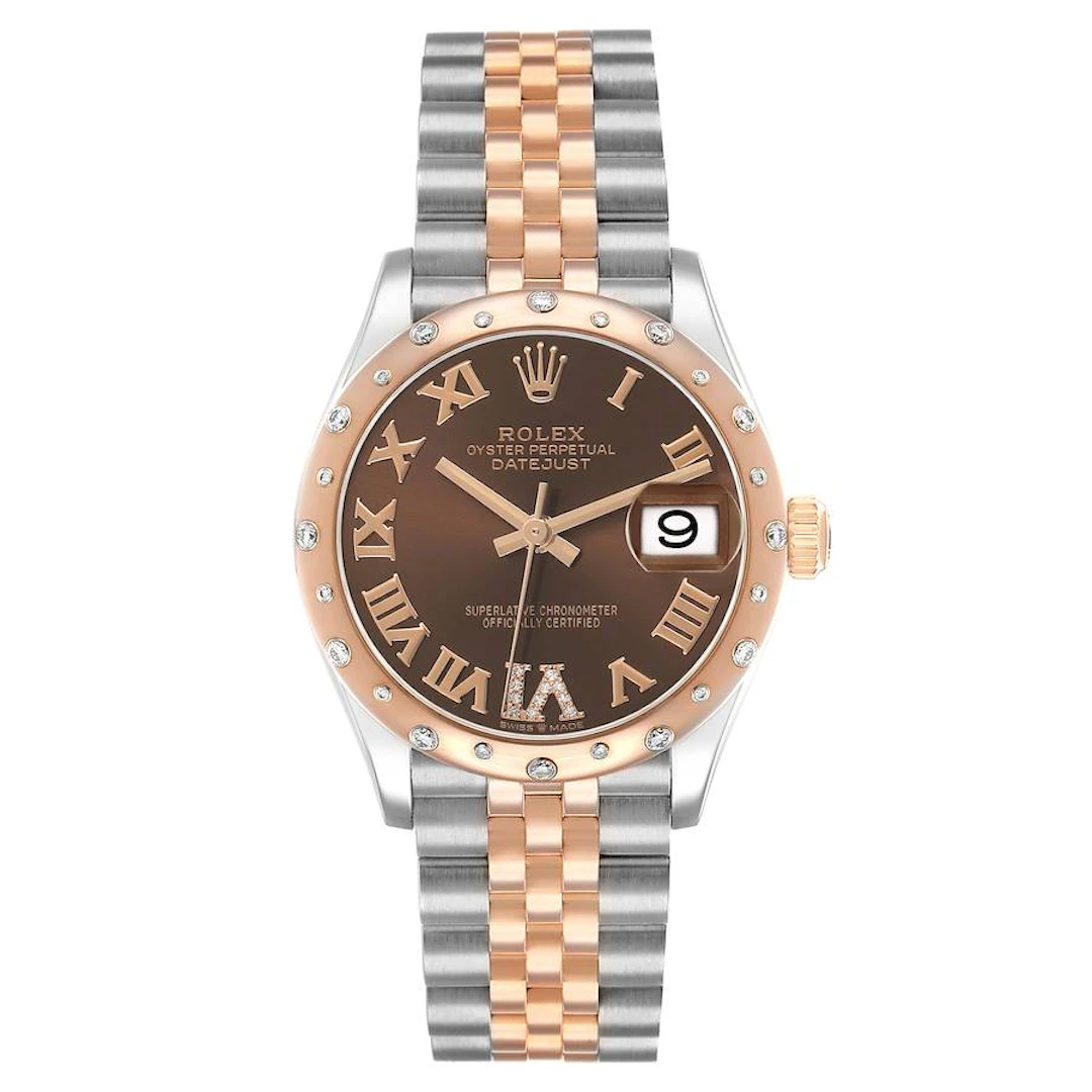 Datejust (Reference 278341RBR). A 31mm rose gold stainless steel diamond-set