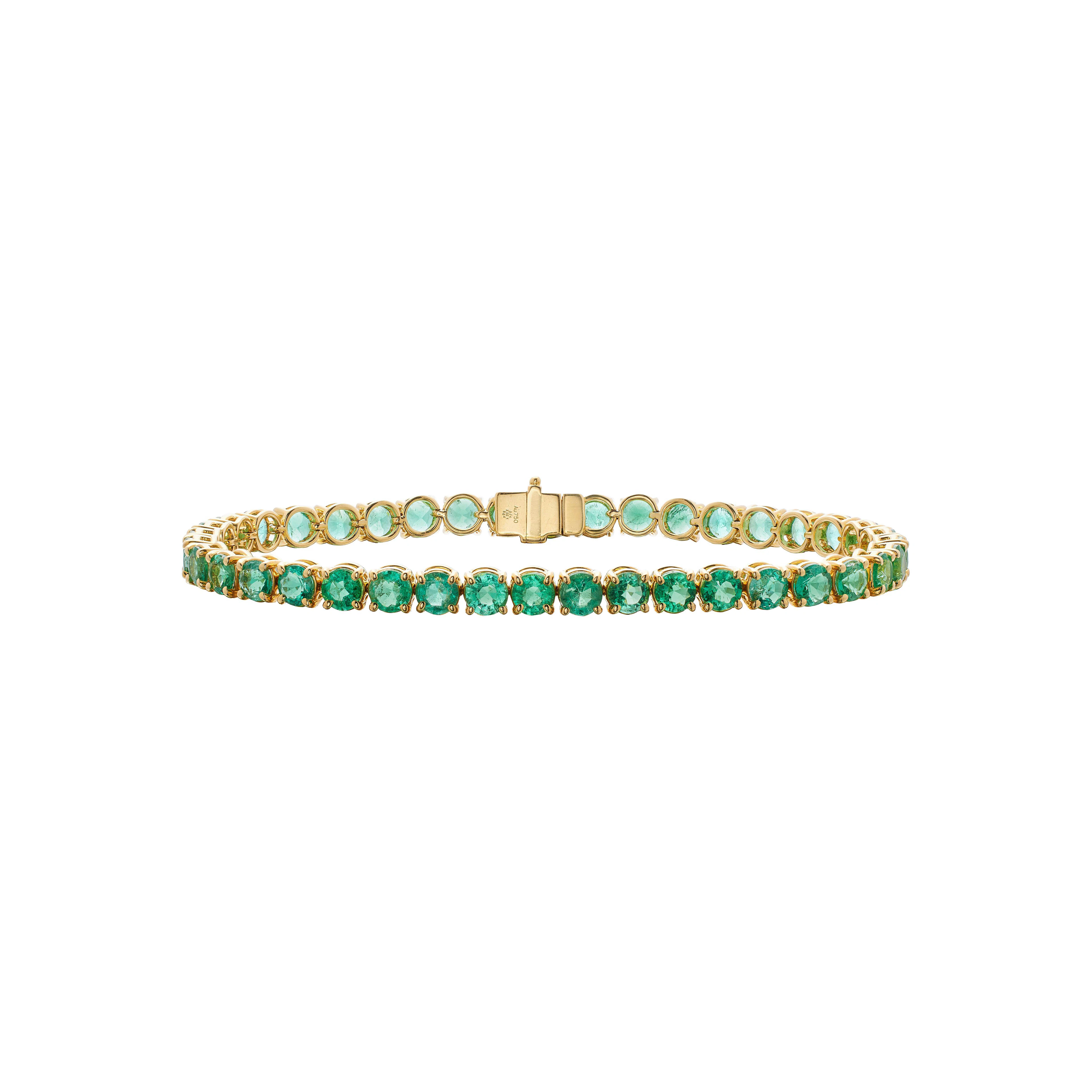 Gold and 9.85ctw Emerald Tennis Bracelet