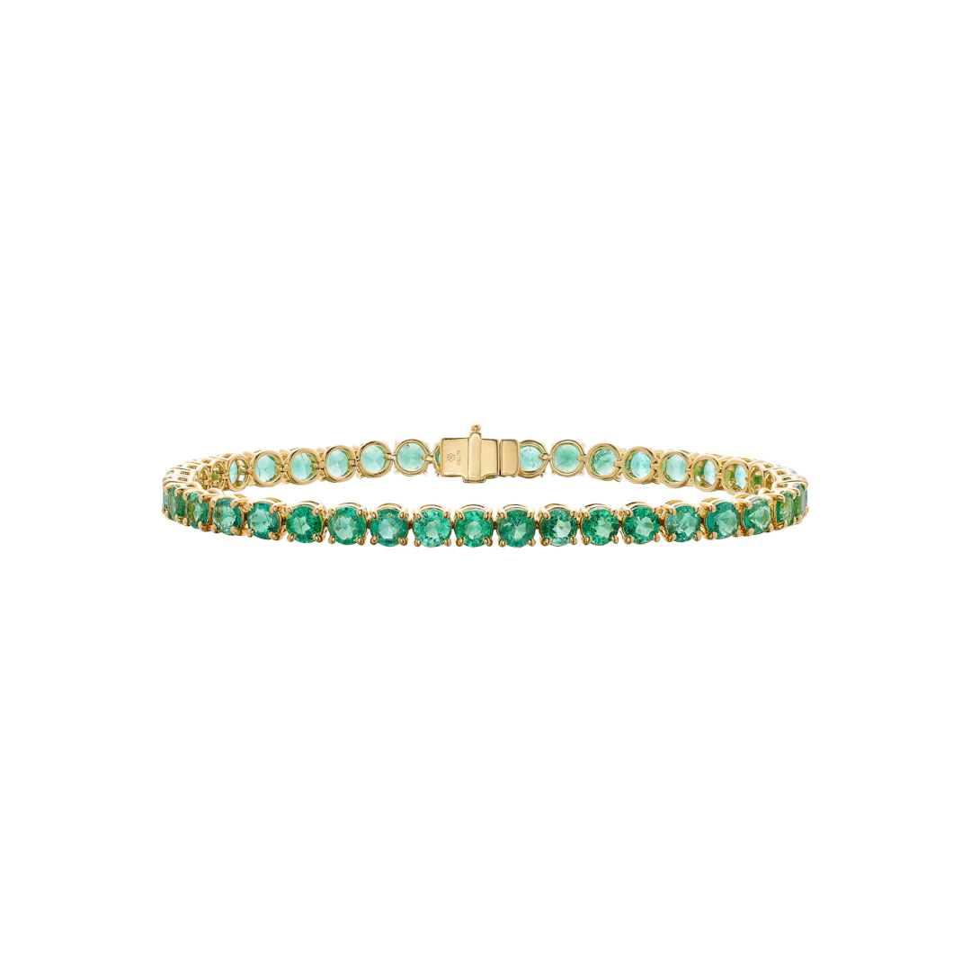 Gold and 9.85ctw Emerald Tennis Bracelet