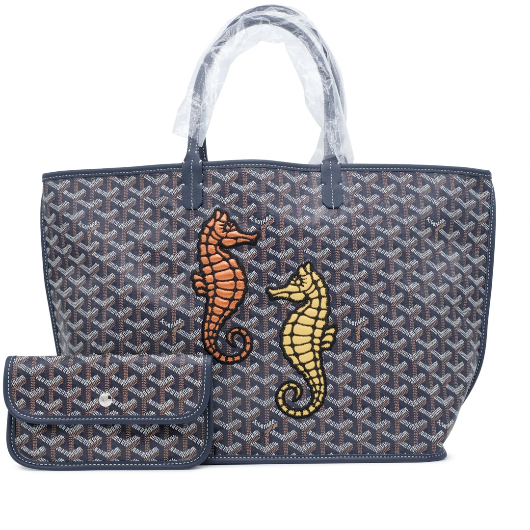 Navy Goyardine Canvas and Chevroches Calfskin Seahorse Embroidery