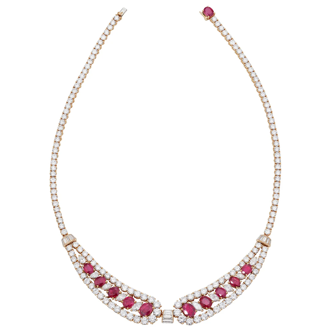 Gold, Ruby and Diamond Collar Necklace