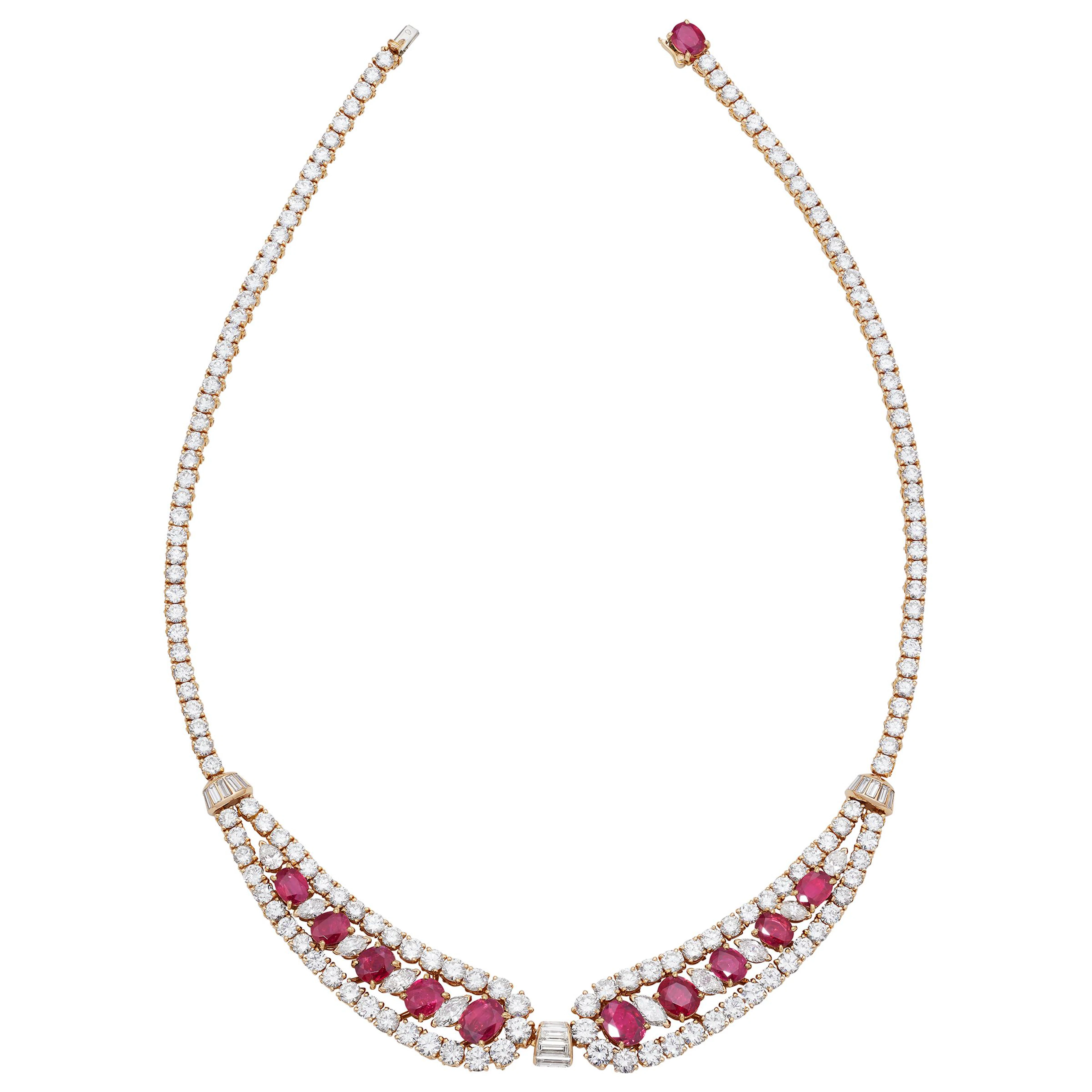 Gold, Ruby and Diamond Collar Necklace