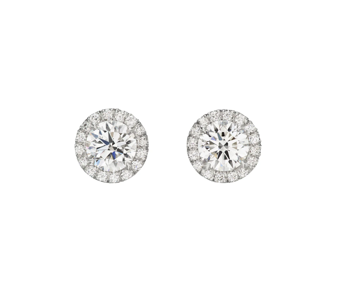 Platinum and 4.02ctw Round Brilliant Cut Diamond Stud Earrings