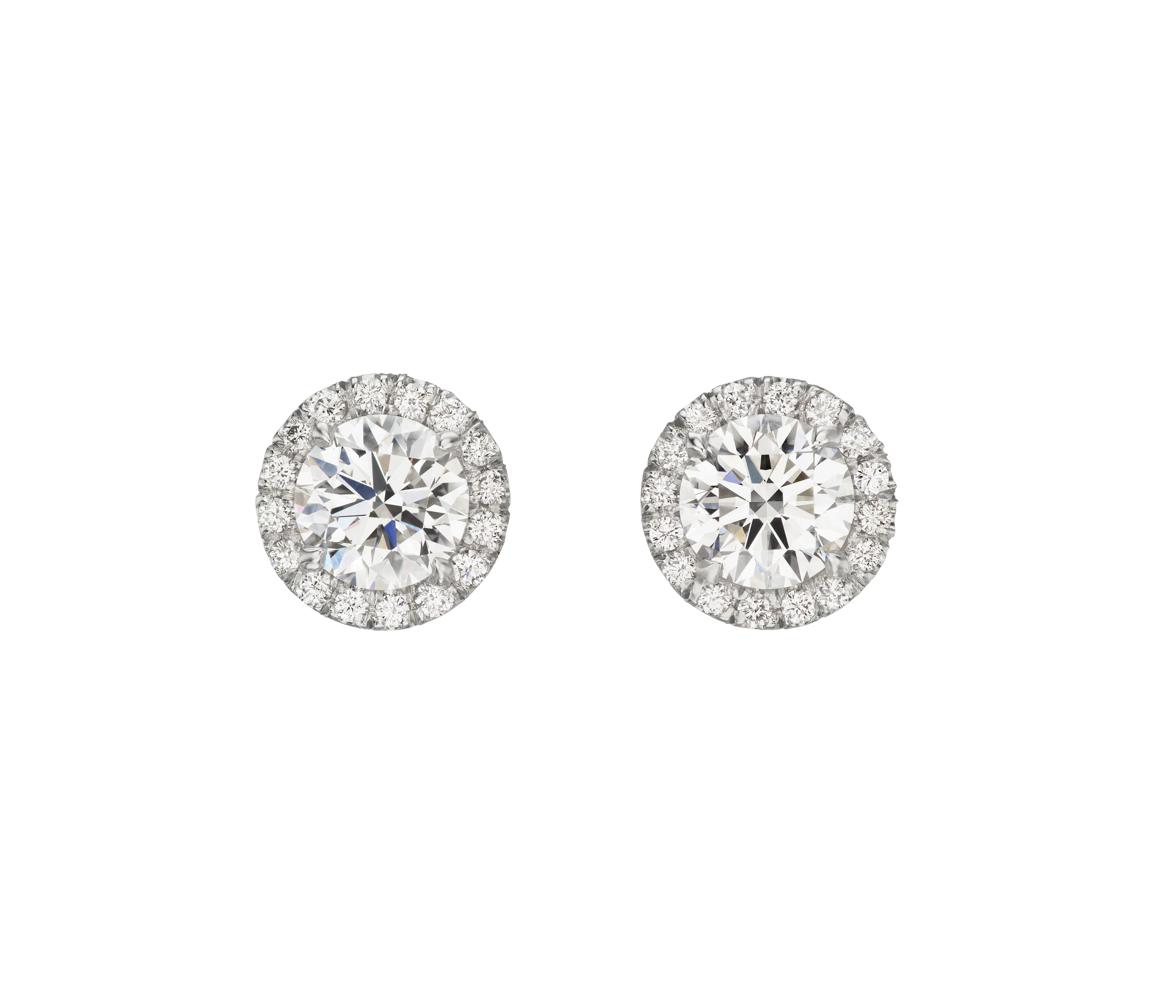 Platinum and 4.02ctw Round Brilliant Cut Diamond Stud Earrings