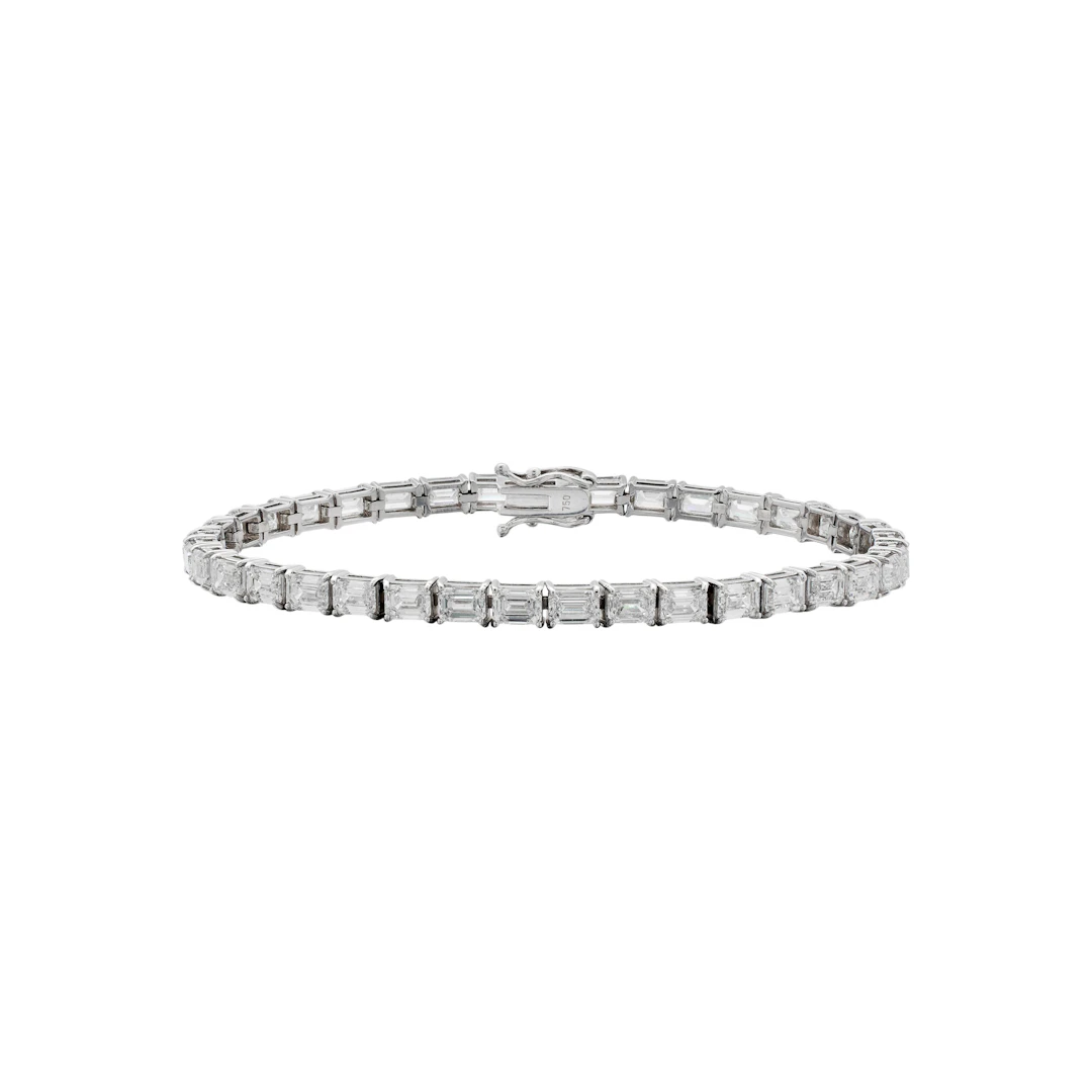 White Gold and 9.00ctw Emerald Cut Diamond Tennis Bracelet