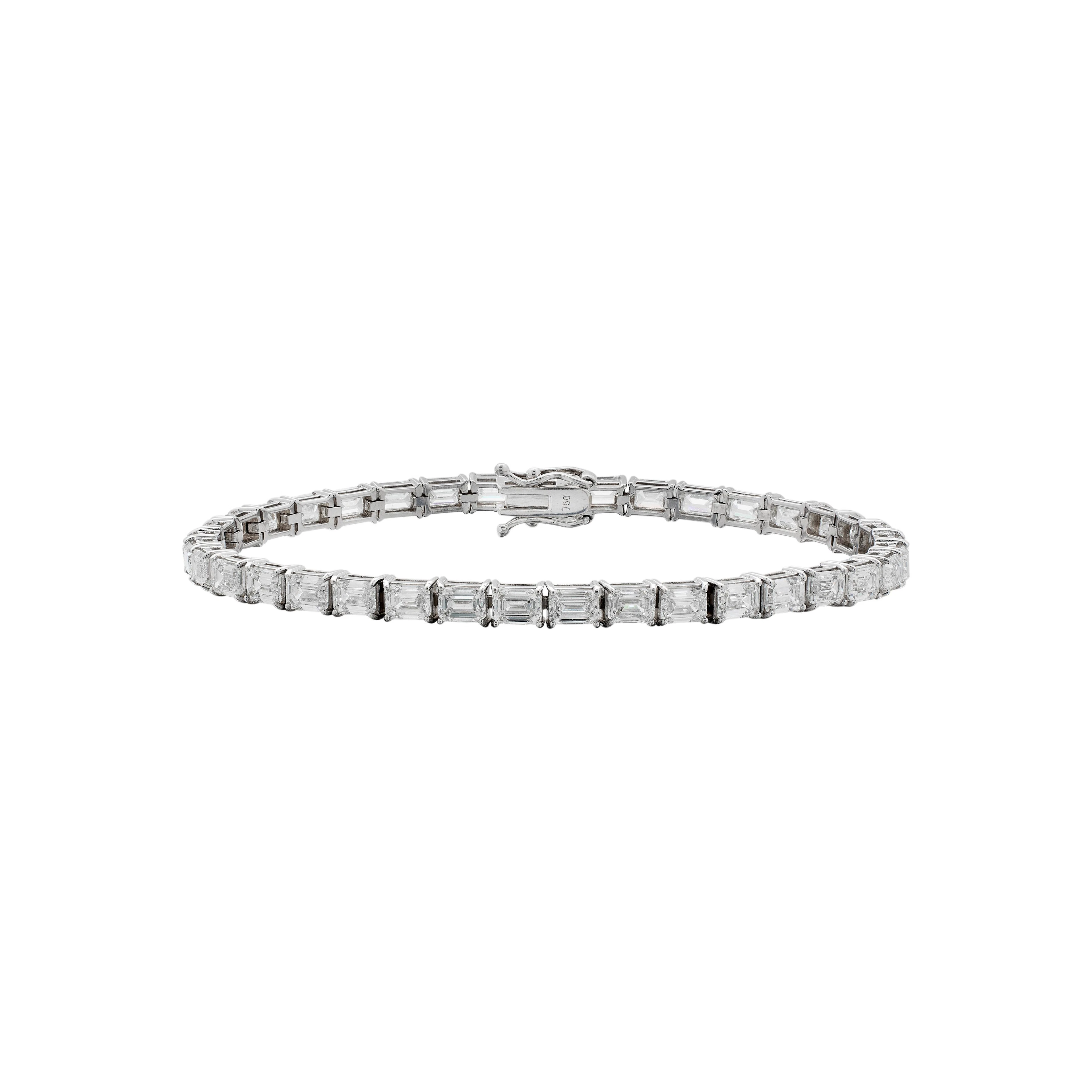 White Gold and 9.00ctw Emerald Cut Diamond Tennis Bracelet