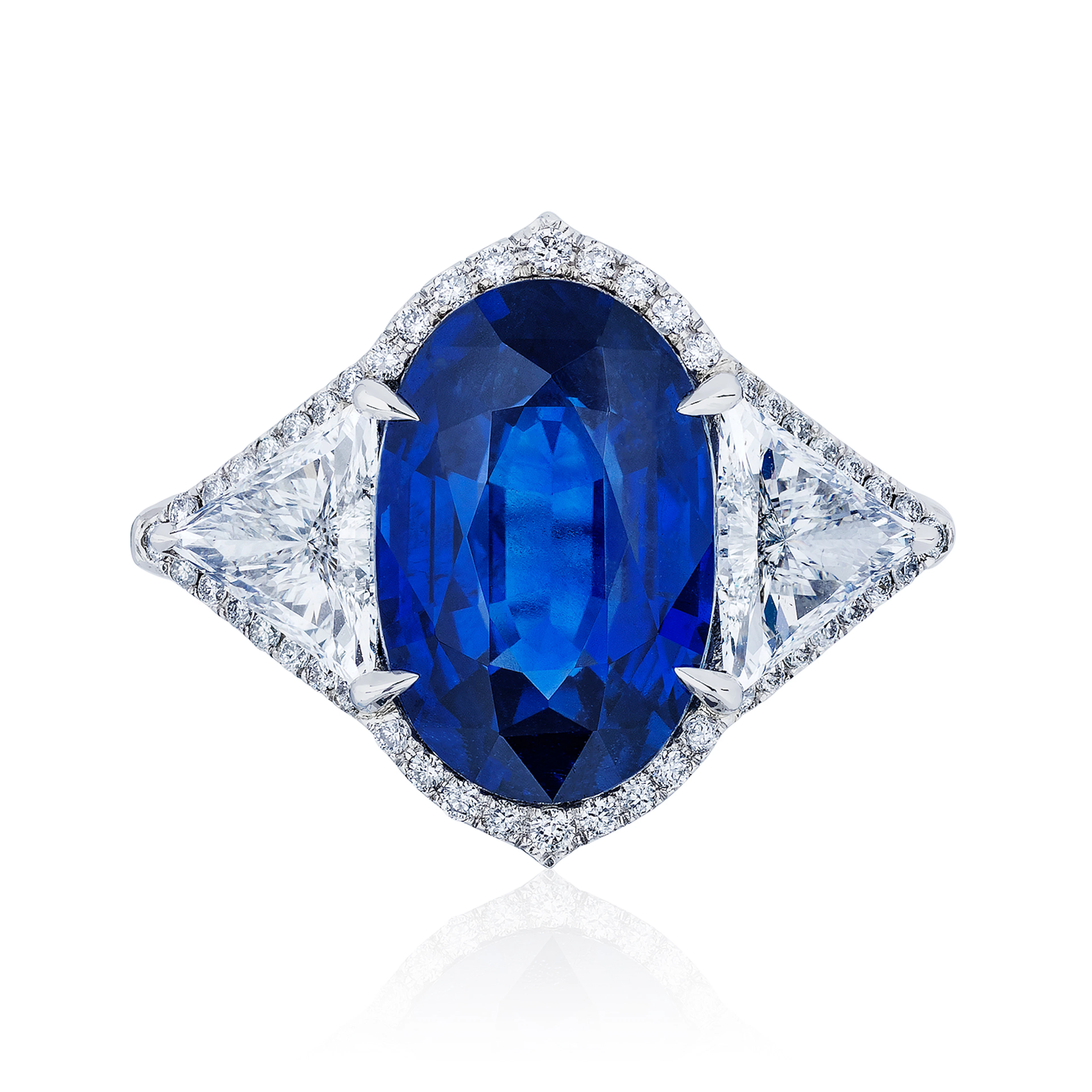 Platinum, 8.25ct Sapphire and Diamond Ring