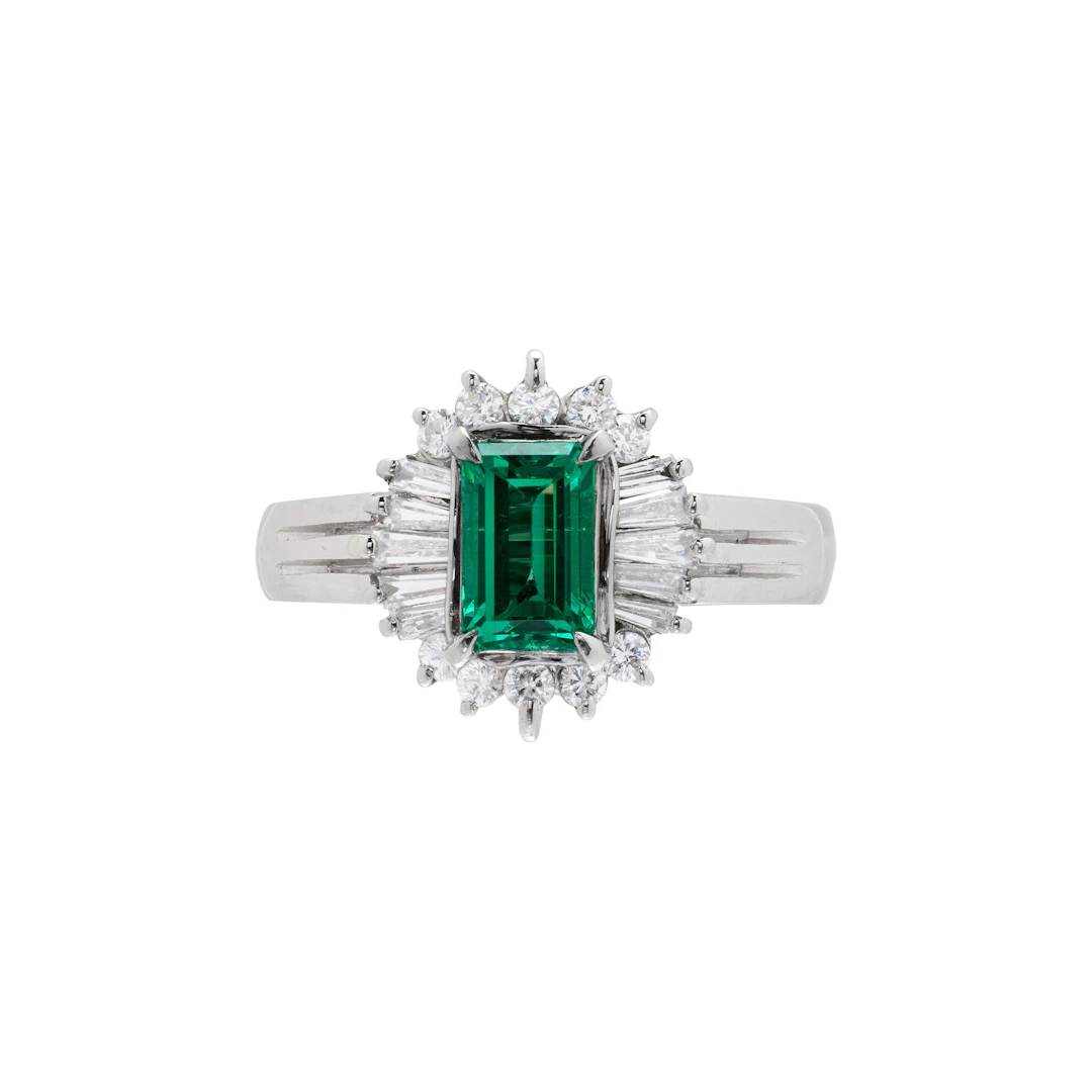 Platinum, 0.60ct Colombian Emerald and Diamond Ring