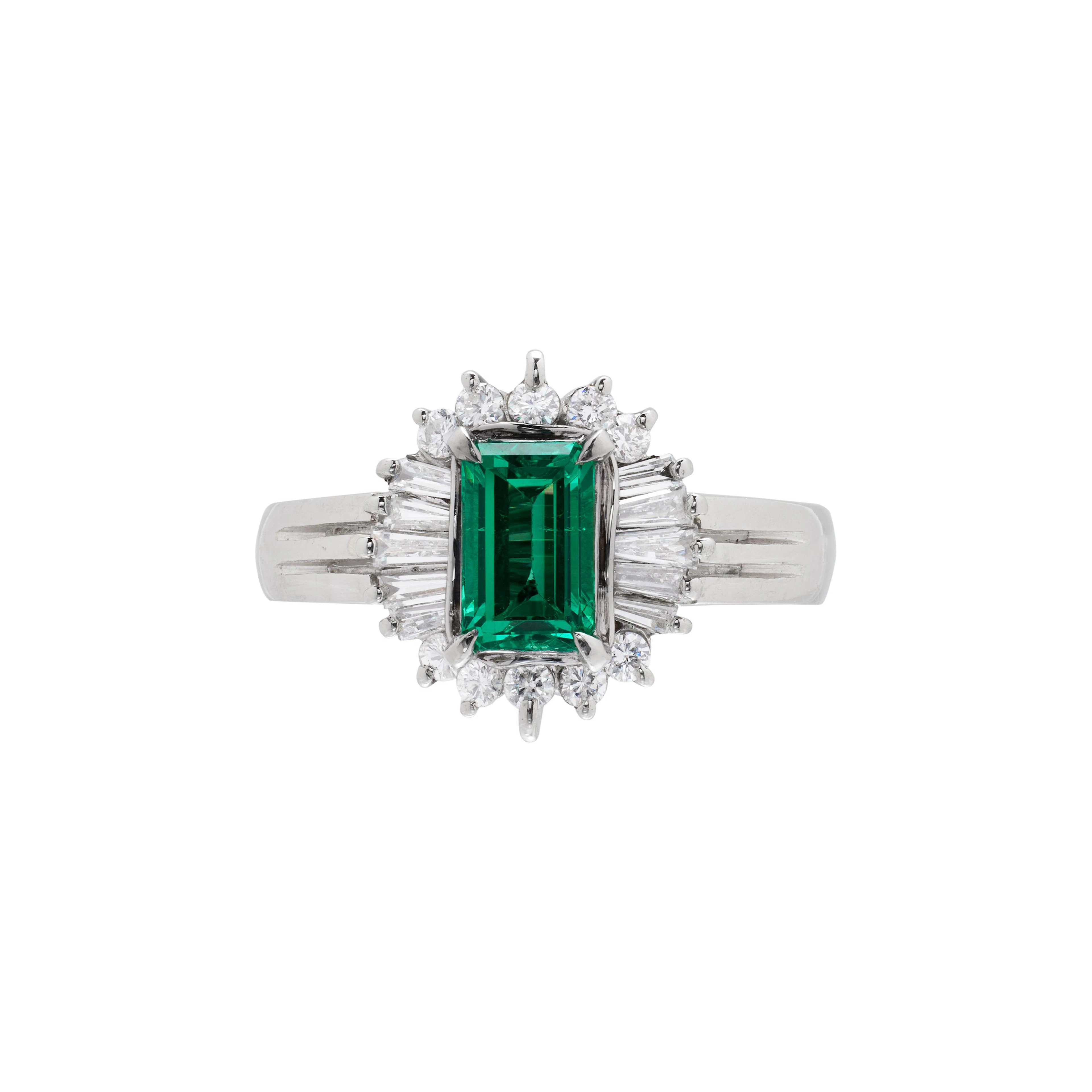 Platinum, 0.60ct Colombian Emerald and Diamond Ring