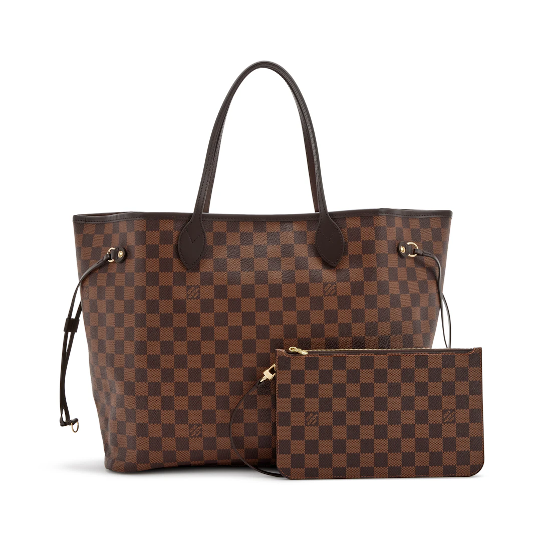 Ebene Damier Canvas Neverfull GM Goldtone Hardware, 2021-2022