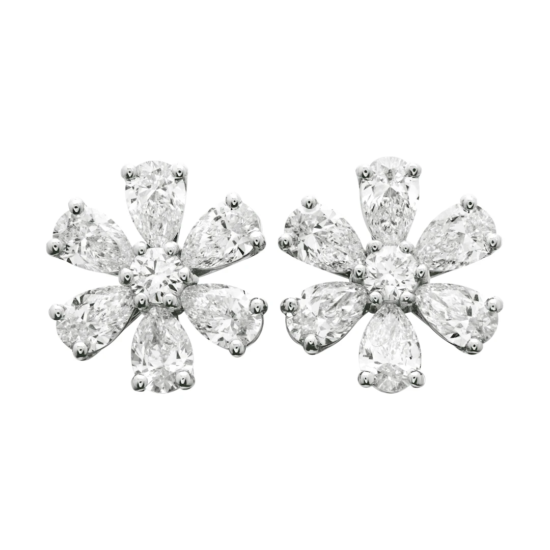Platinum and 5.15ctw Diamond Flower Stud Earrings