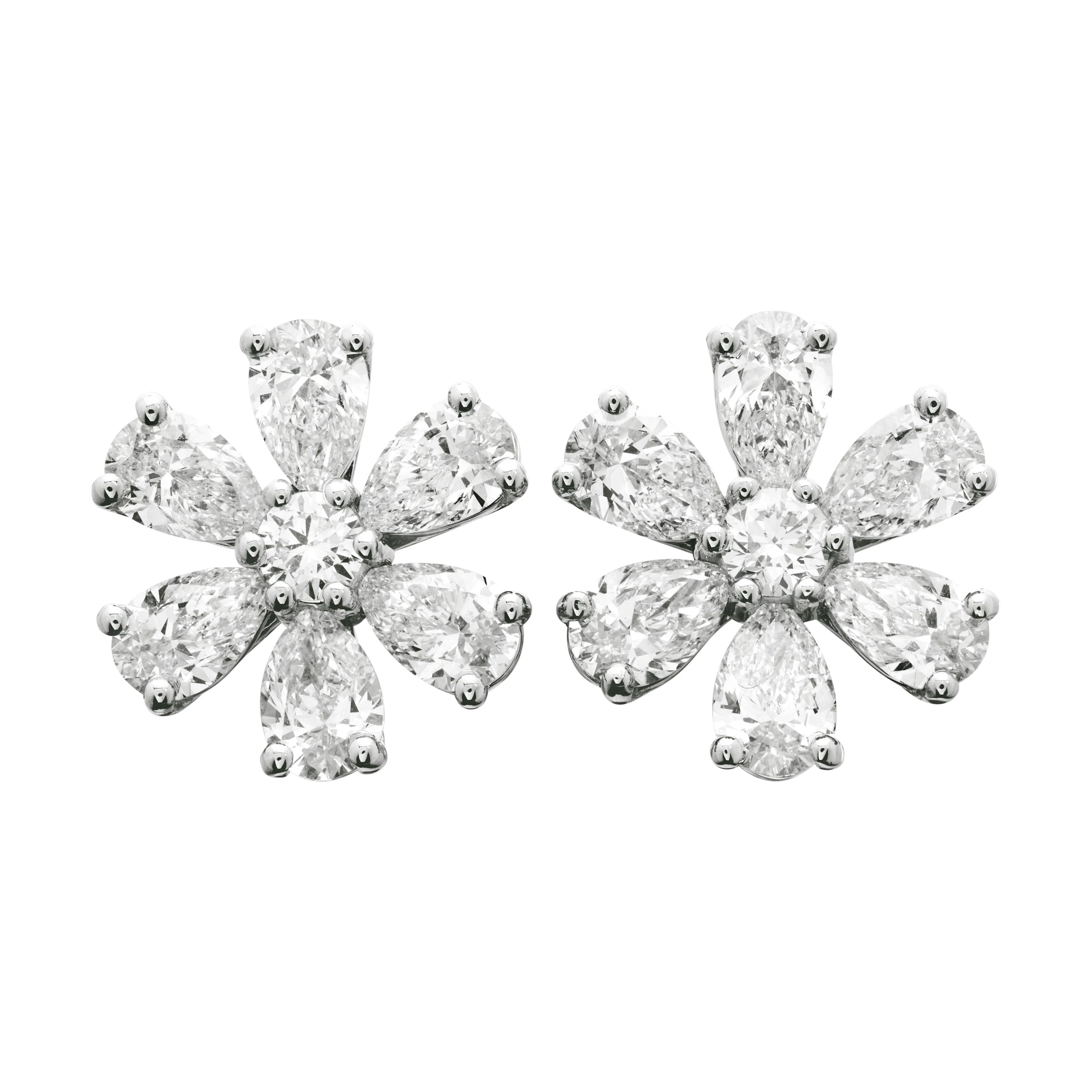 Platinum and 5.15ctw Diamond Flower Stud Earrings