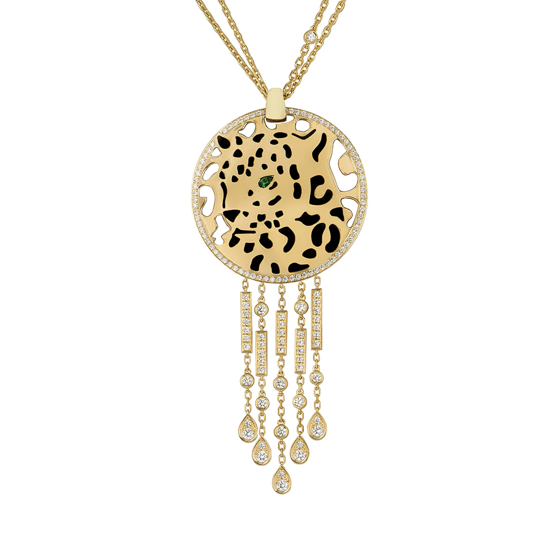 Gold, Tsavorite, Lacquer and Diamond Panthère Necklace