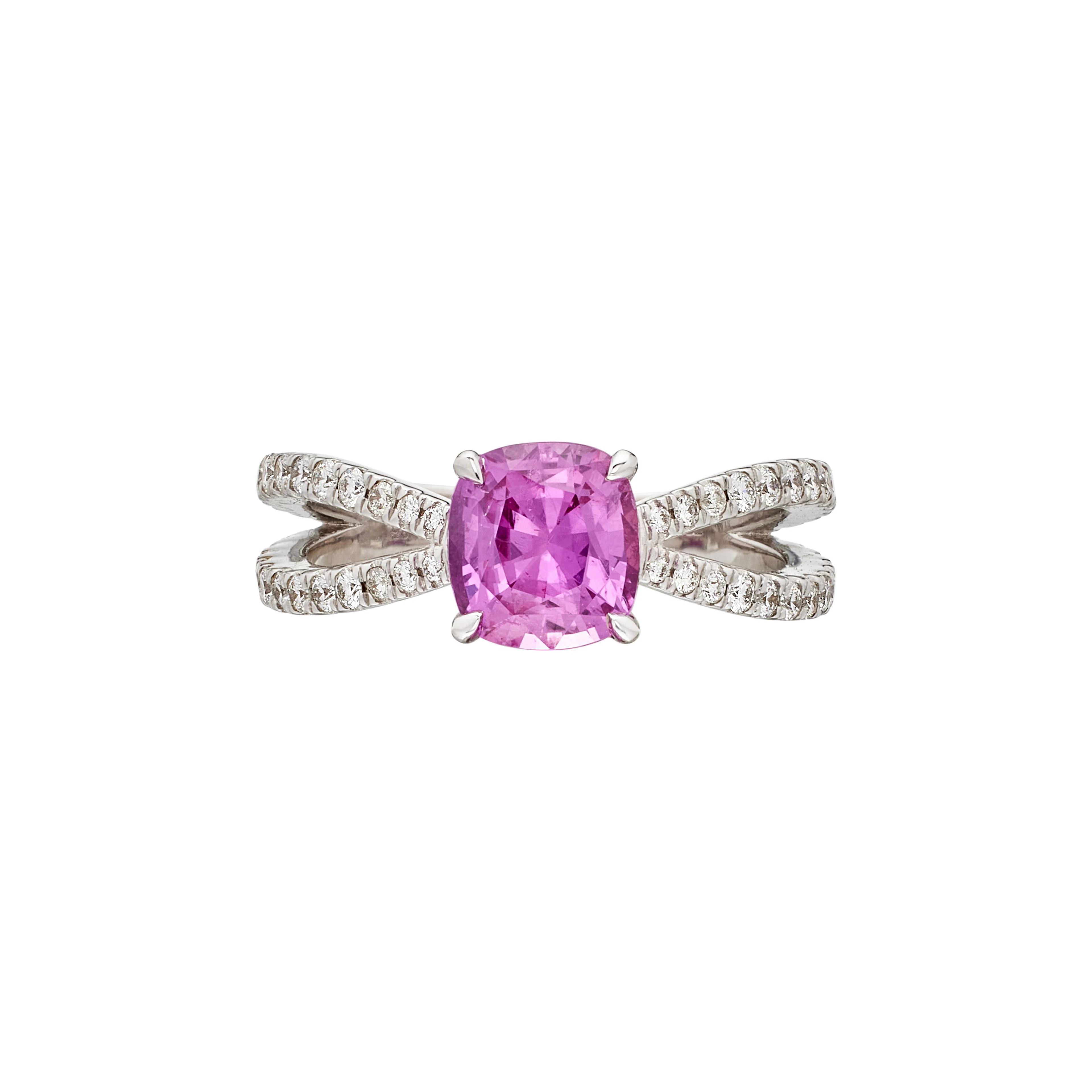 White Gold, 1.85ct Ceylon Pink Sapphire and Diamond Ring