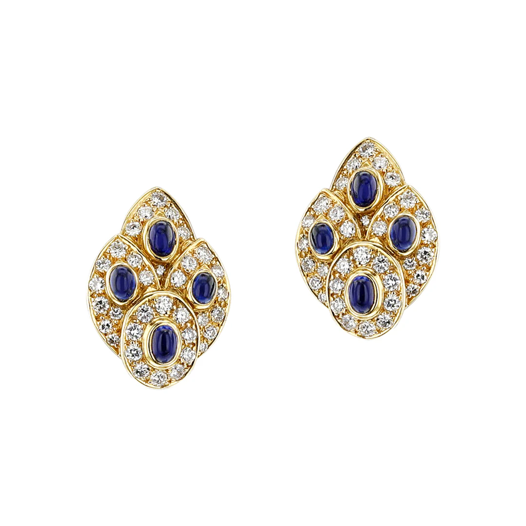 Vintage Gold, Sapphire and Diamond Earclips