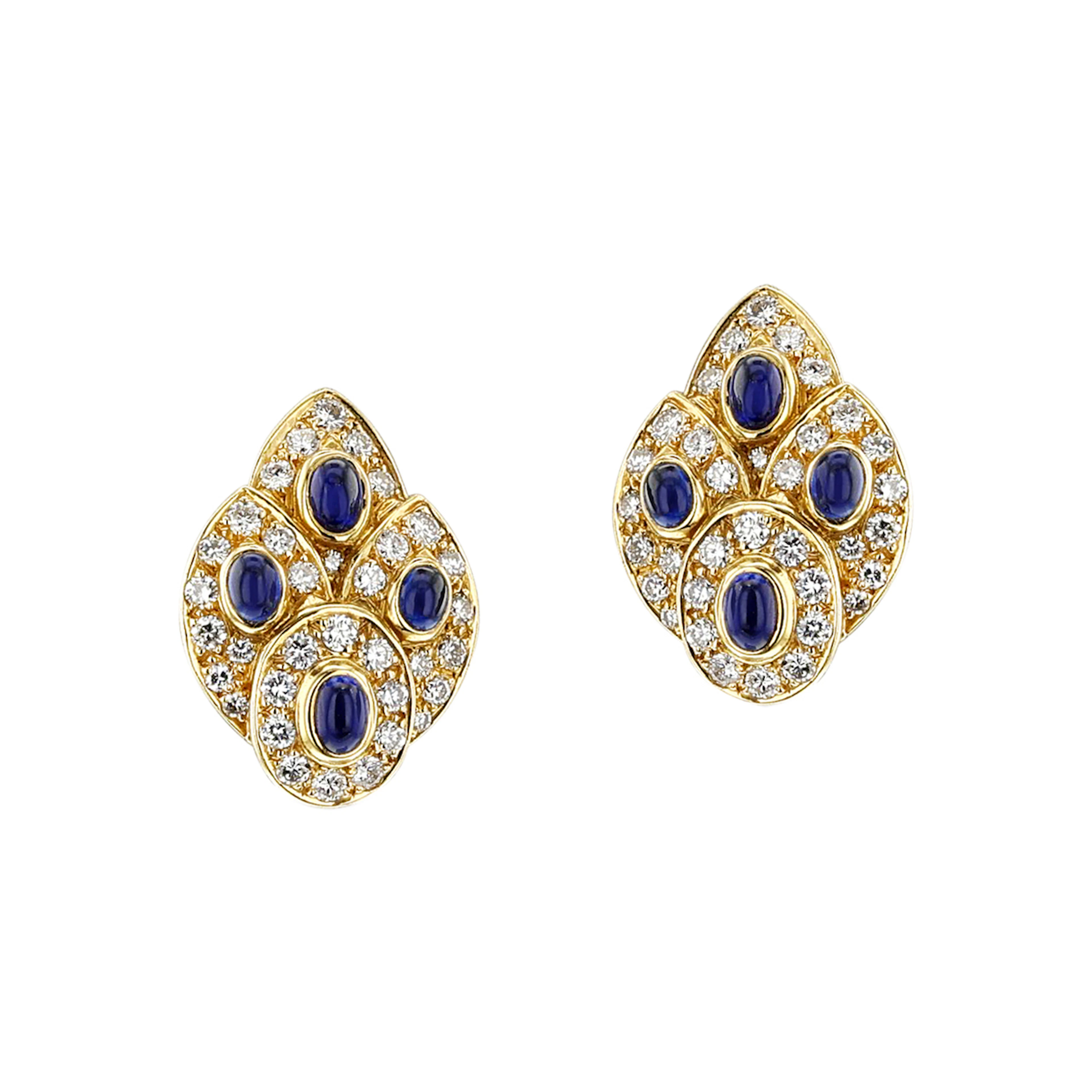 Vintage Gold, Sapphire and Diamond Earclips