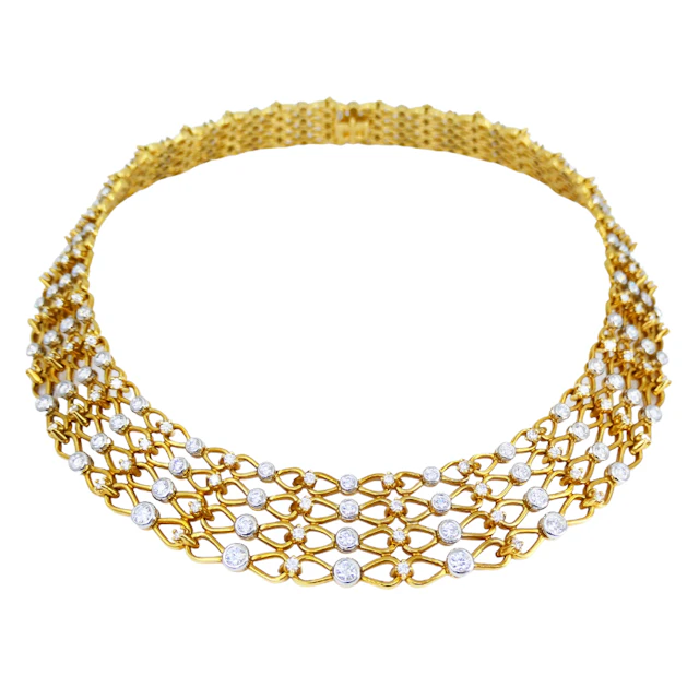 Gold, Platinum and Diamond Collar Necklace