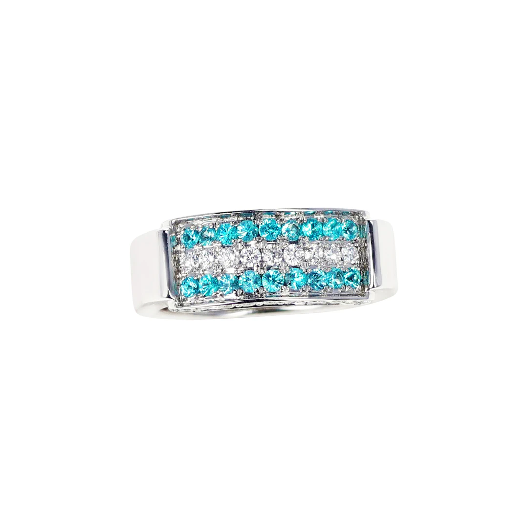 White Gold, Brazilian Paraíba Tourmaline and Diamond Ring