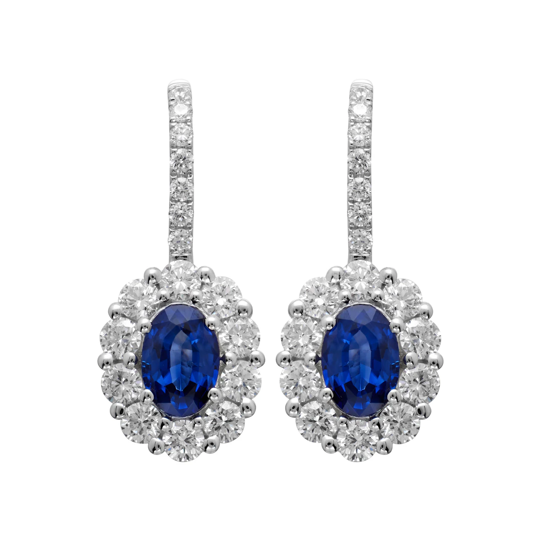 White Gold, 0.90ctw Sapphire and Diamond Earrings