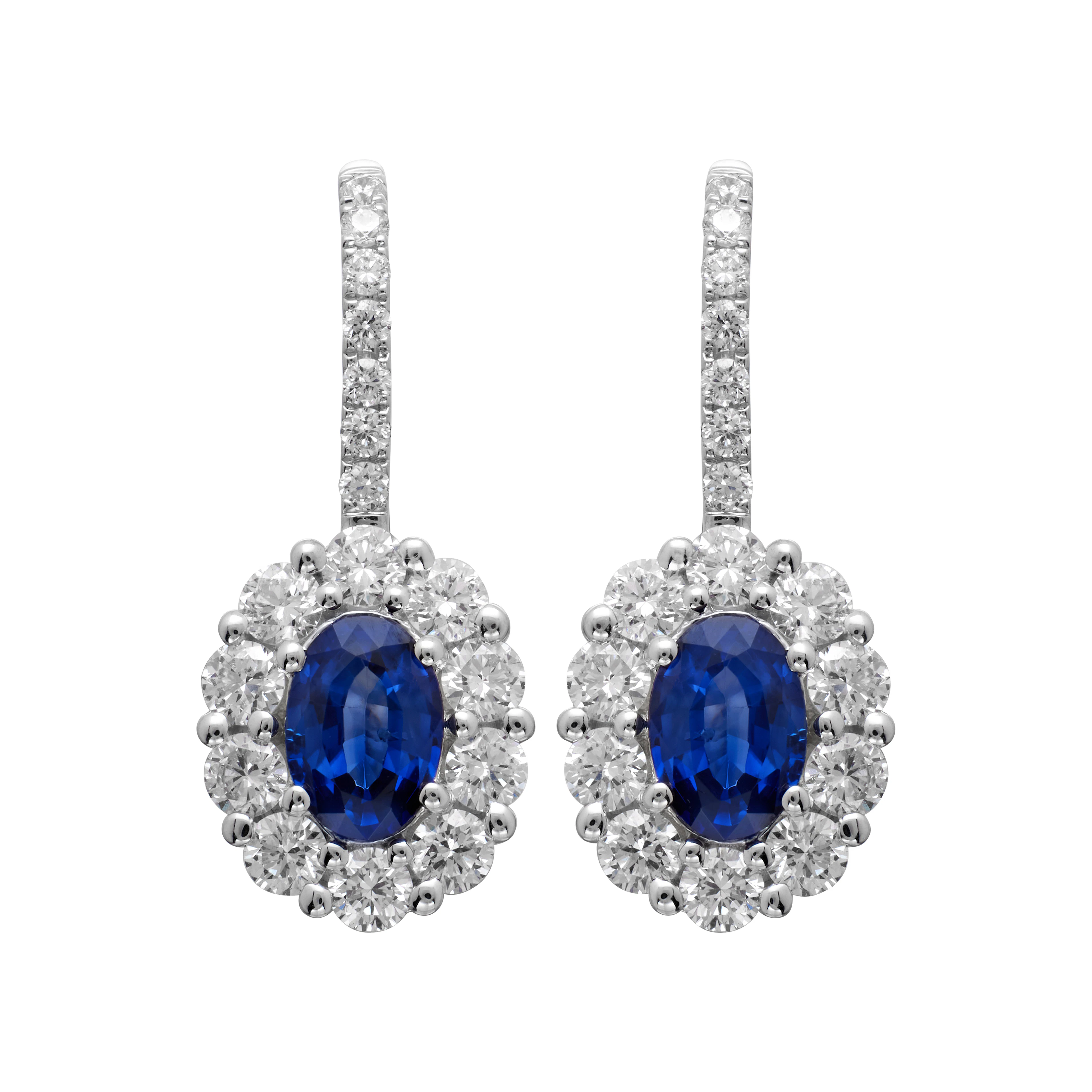 White Gold, 0.90ctw Sapphire and Diamond Earrings