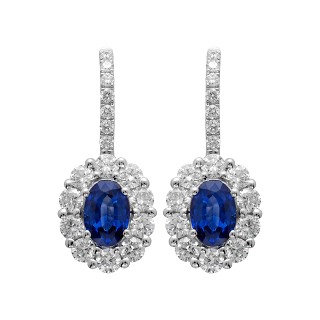 White Gold, 0.90ctw Sapphire and Diamond Earrings