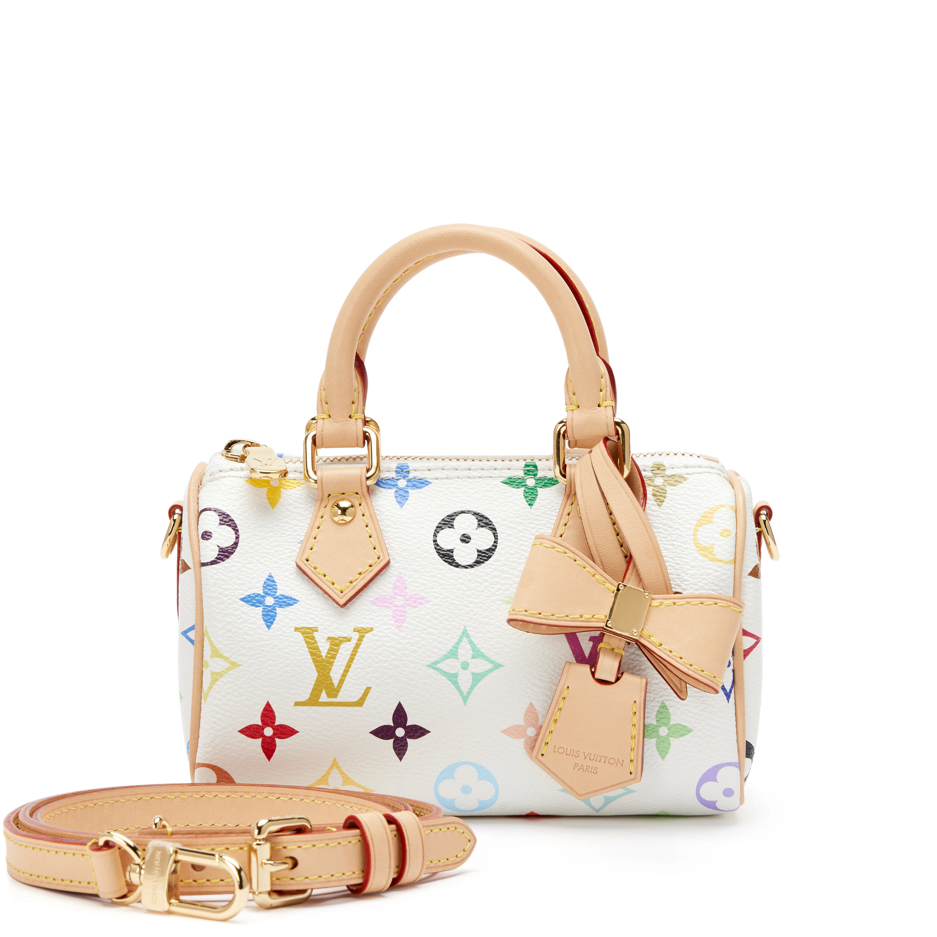Takashi Murakami White Multicolore Monogram Coated Canvas Nano Speedy