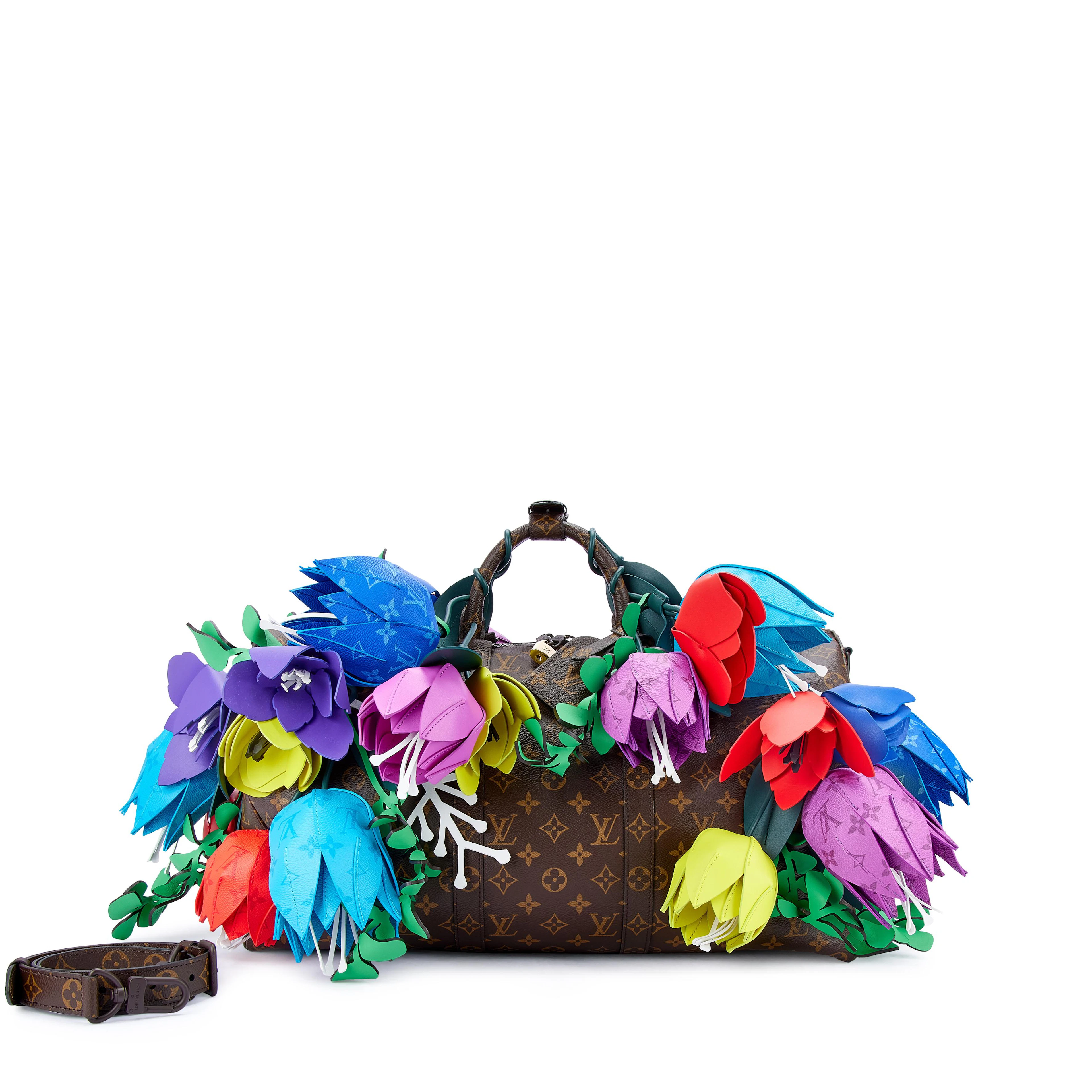 Limited Edition Brown Monogram Canvas Tulip Keepall Bandoulière 50