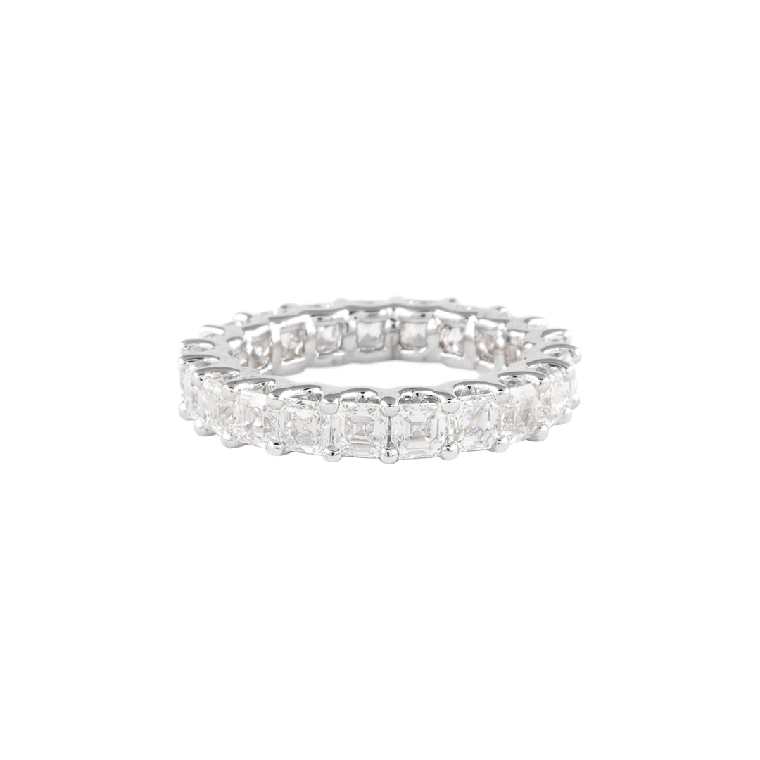 White Gold and 3.25ctw Asscher Cut Diamond Eternity Band Ring