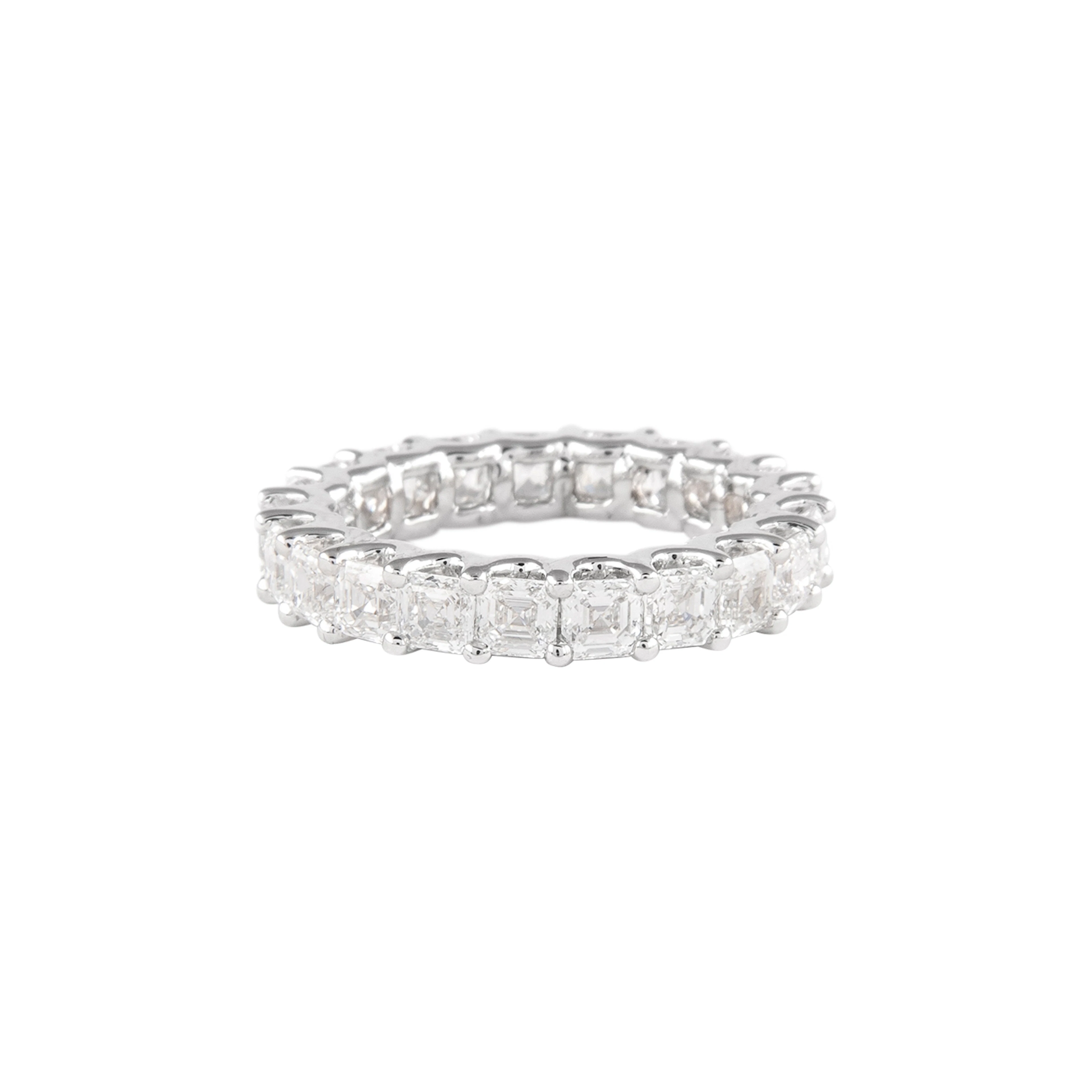White Gold and 3.25ctw Asscher Cut Diamond Eternity Band Ring