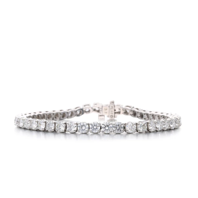 Platinum and 8.70ctw Round Brilliant Cut Diamond Tennis Bracelet