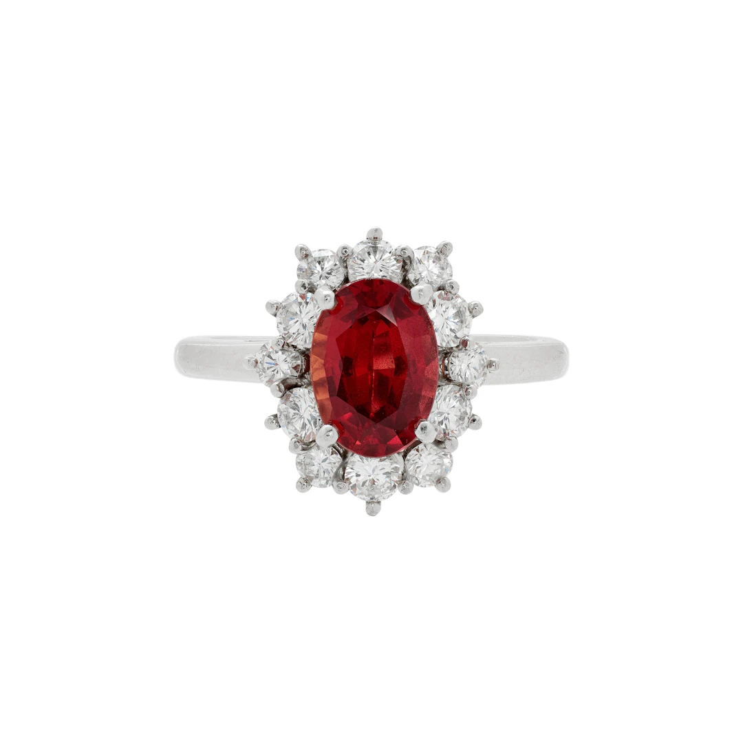 Vintage Platinum, 1.40ct Garnet and Diamond Ring