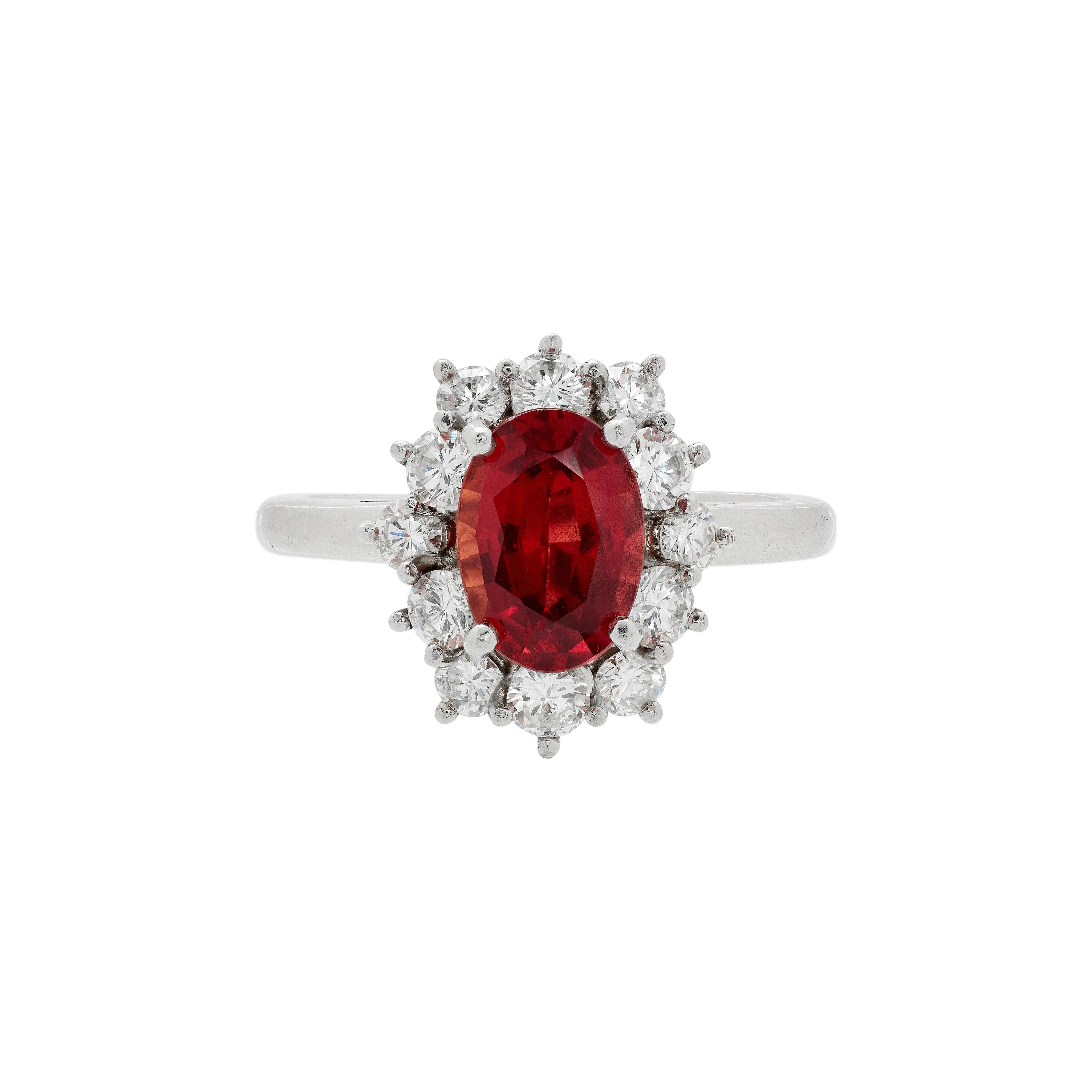 Vintage Platinum, 1.40ct Garnet and Diamond Ring